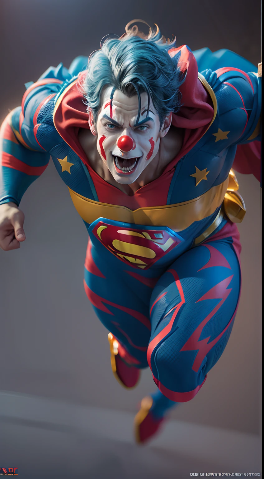 superman become clown, octane render, unreal engine, highly detailed, intricate