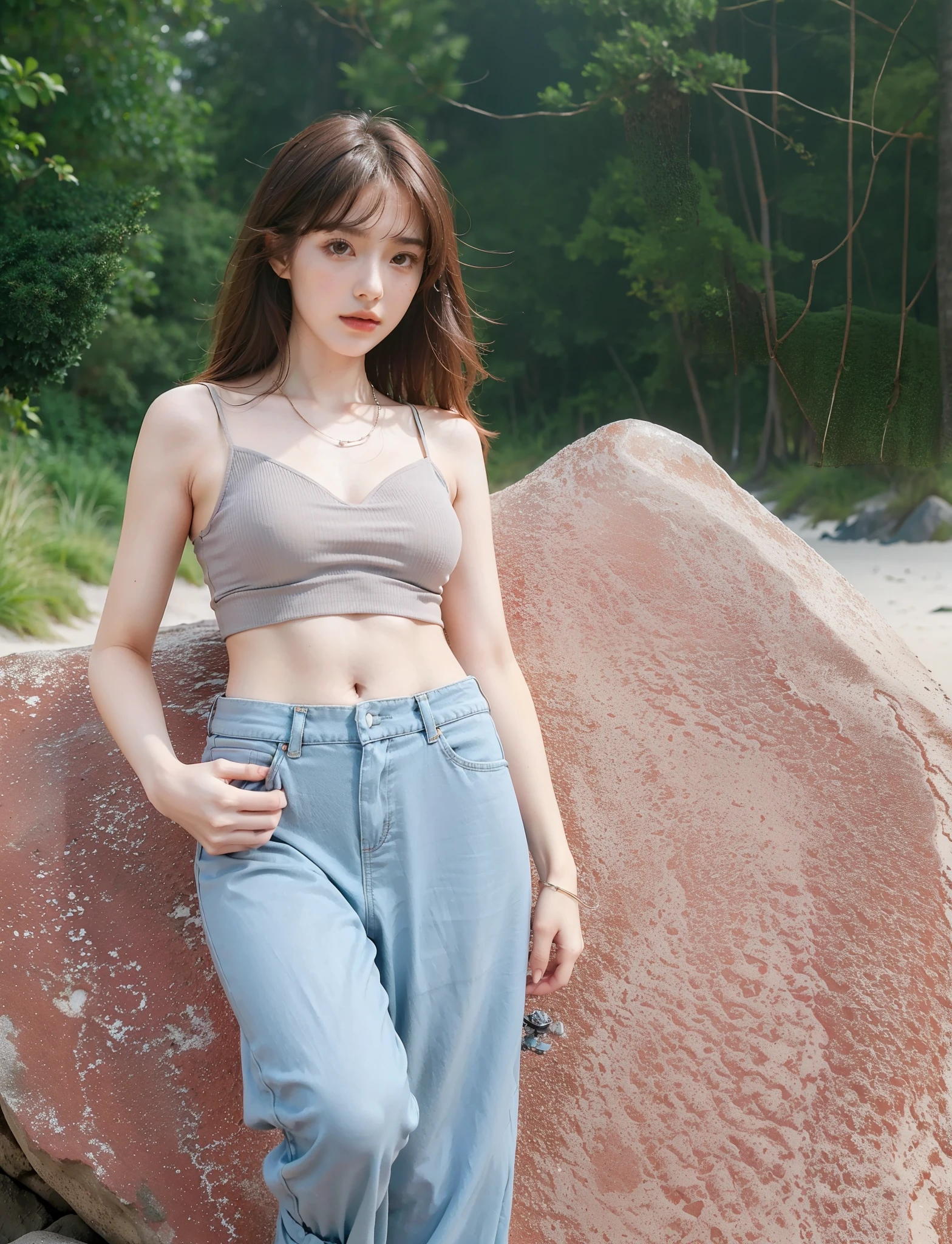 Best quality, delicate face, 25-year-old girl, slim body, mechanical body, robot skeleton, seaside, standing, beach, there are huge alien spaceships floating in the air, cyberpunk, sci-fi