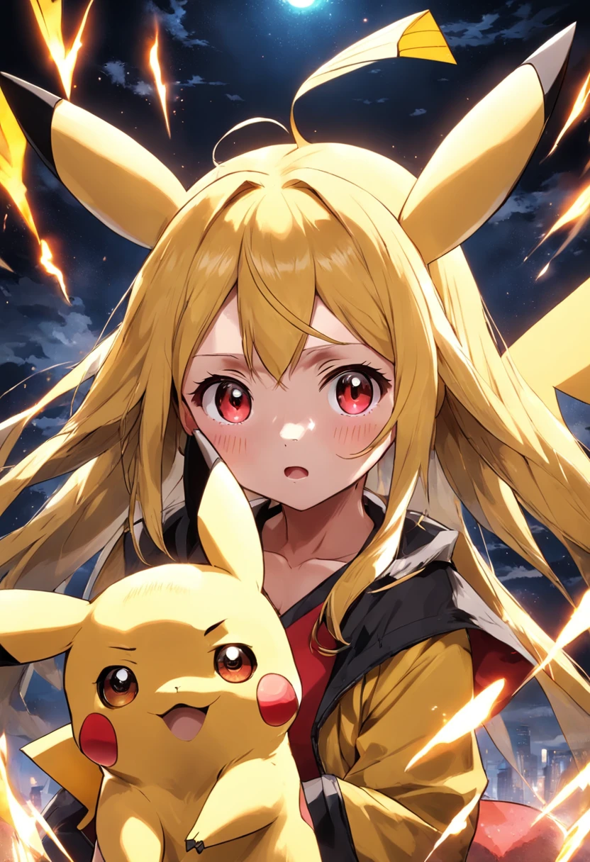 Pikachu is playful and cute,Liveliness and agility,Yellow soft hairs,red blush,sparkling big eyes,Cute little pointed ears。(Pikachu:1.5)、Too cute、Cute、Nice