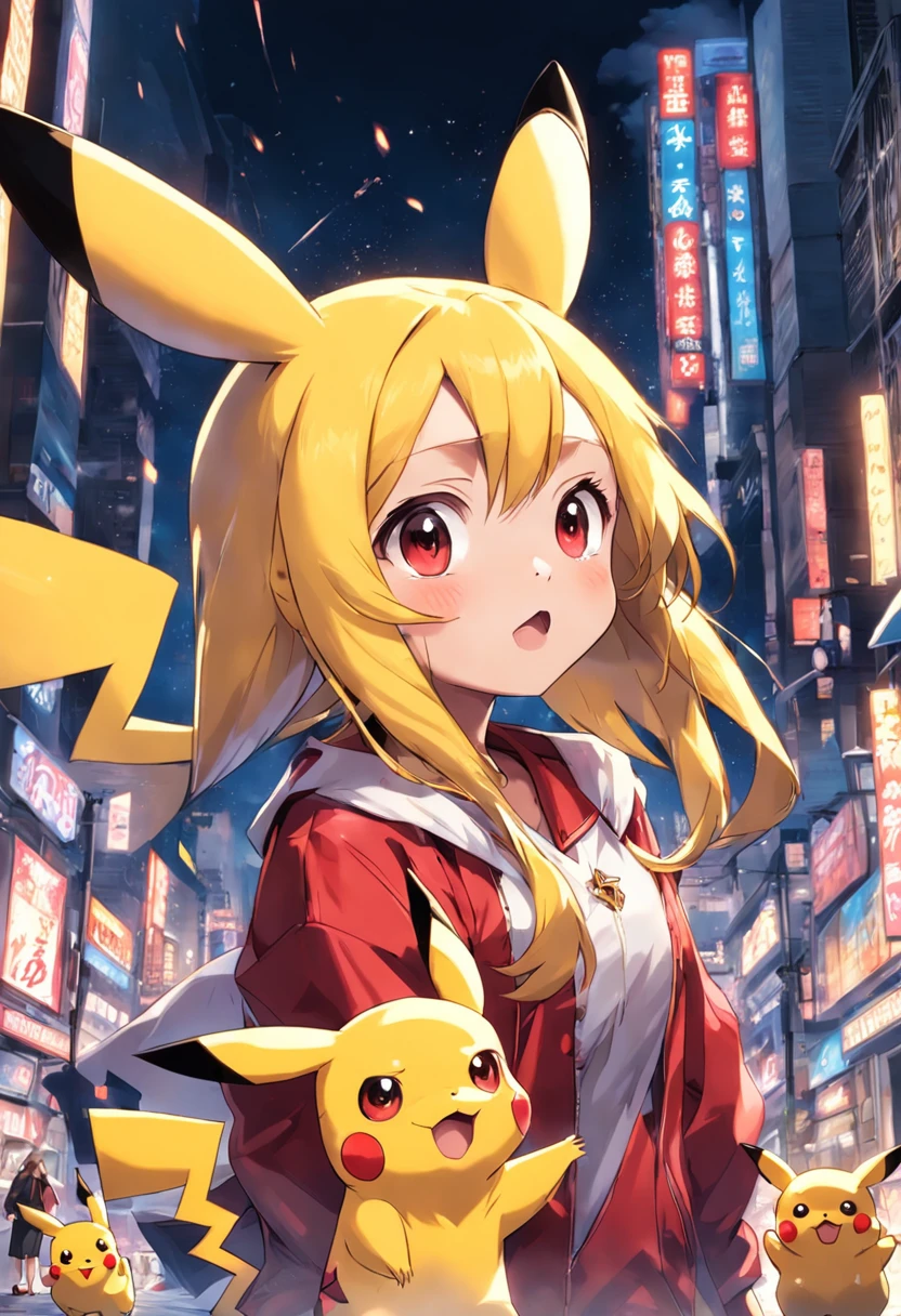Pikachu is playful and cute,Liveliness and agility,Yellow soft hairs,red blush,sparkling big eyes,Cute little pointed ears。(Pikachu:1.5)、Too cute、Cute、Nice