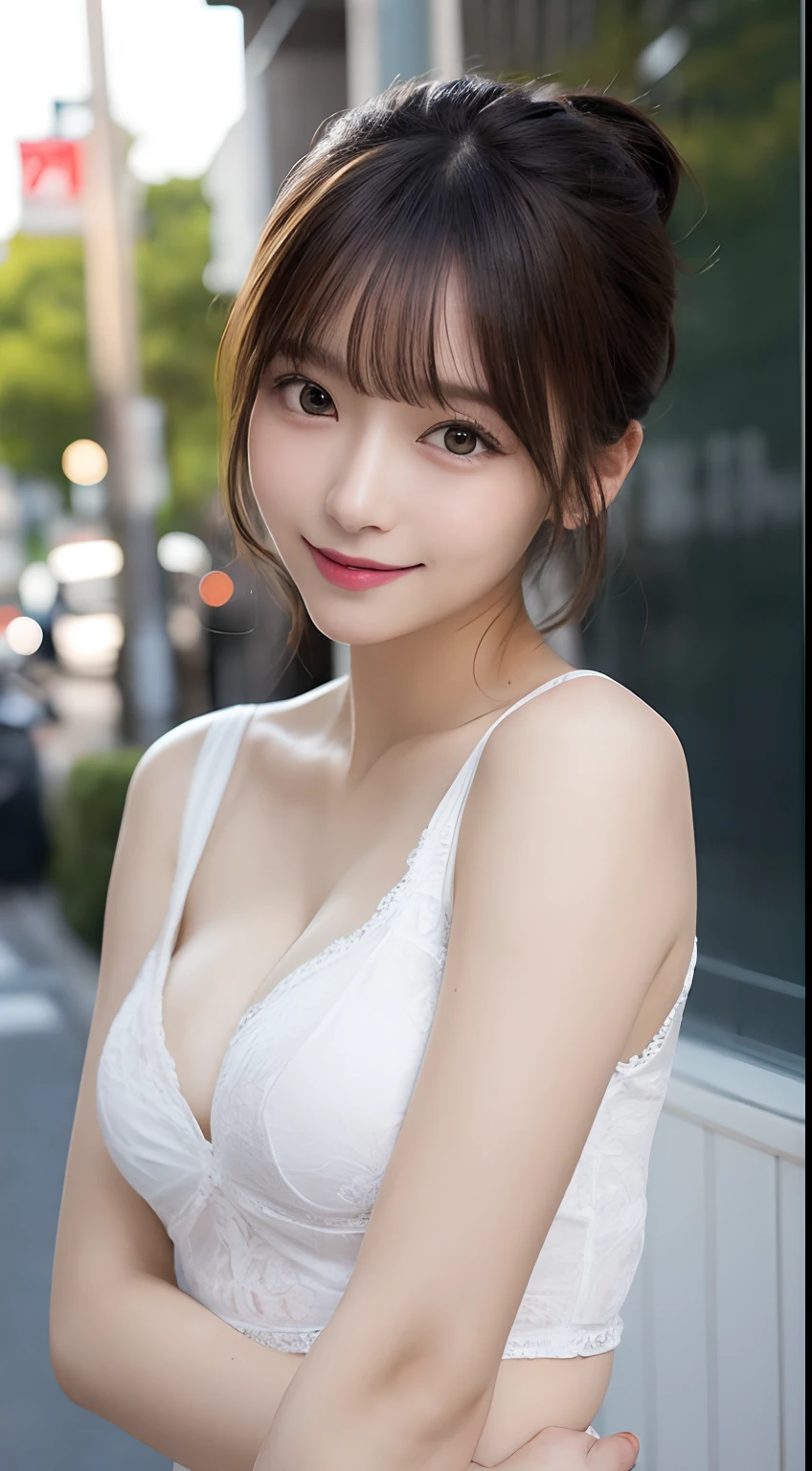 Tabletop, highest quality, figure, Very detailed, In detail, High resolution, 8k wallpaper, Perfect dynamic composition, Beautiful fine details, Maid、gravure、Long Hair,Center of chest, Natural color lip, Bold sexy pose,smile,20-year-old girl、cute、sexy shot looking at camera