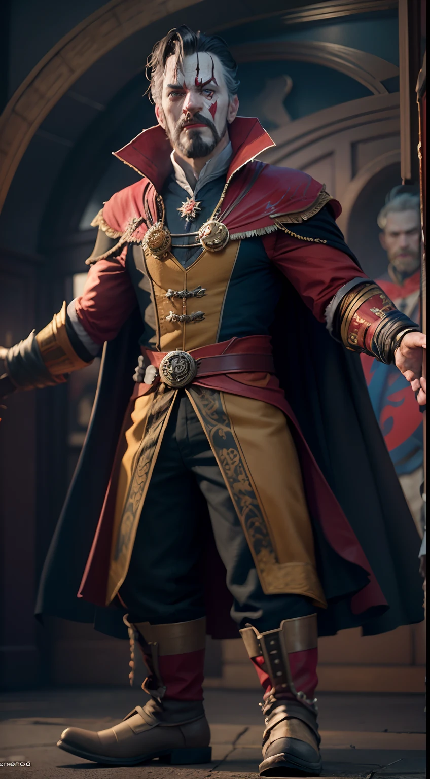 doctor strange become clown, octane render, unreal engine, highly detailed, intricate
