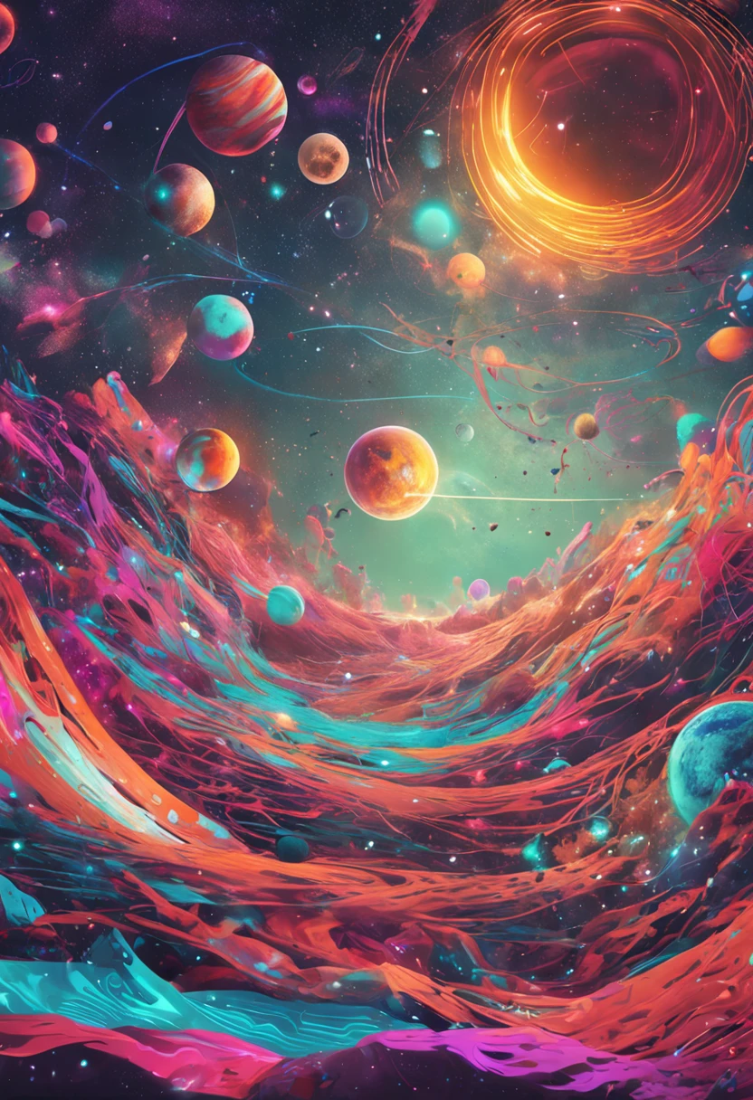 Create an NFT with the following characteristics:
title: "A Cosmic Day"
A digital artwork that represents an epic journey through the cosmos, com cores vibrantes e detalhes intrincados.