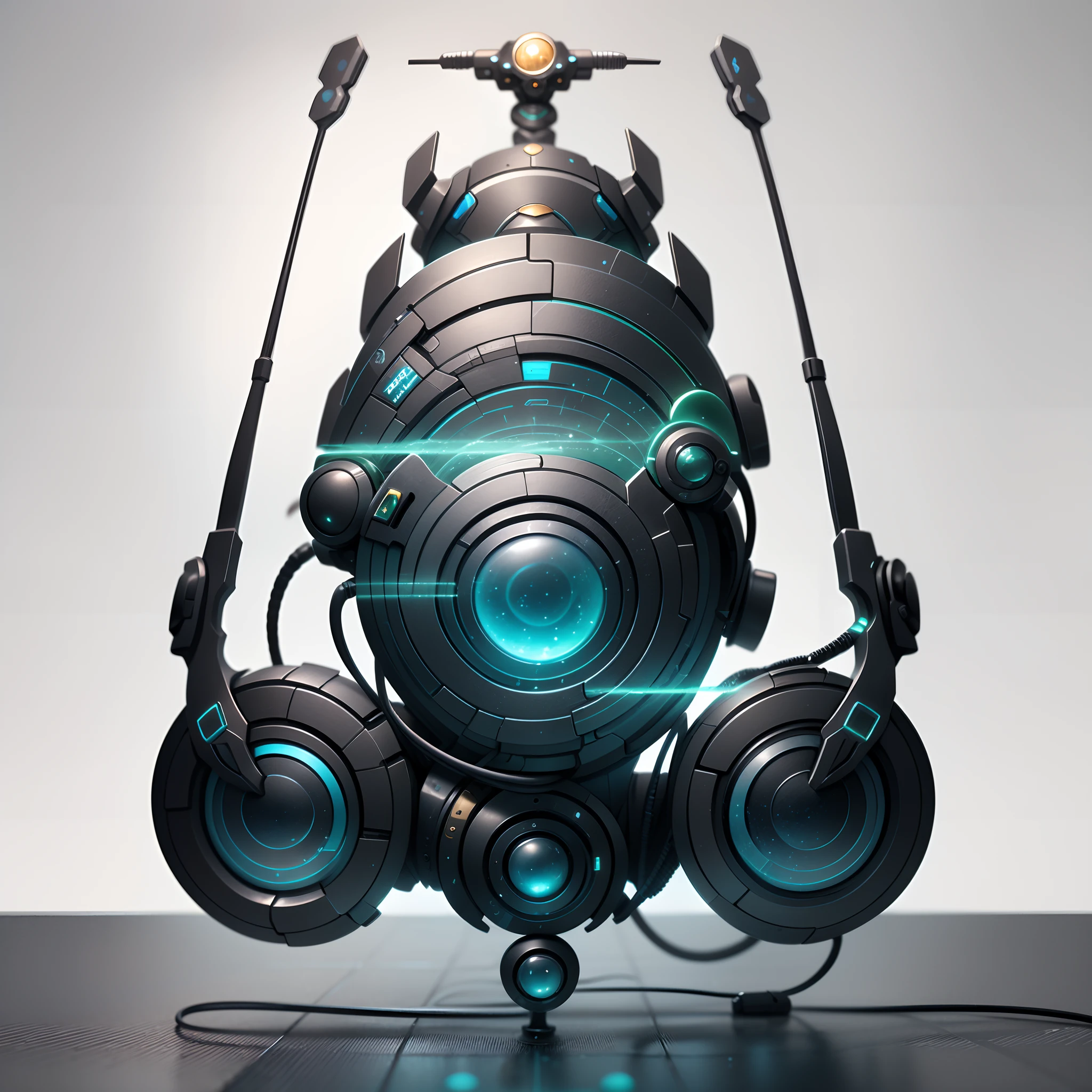 in a futuristic city, AI-powered robot musicians perform an exciting concert on a floating stage, Be surrounded by a holographic audience from different eras in history. Tell the story behind this fascinating event.