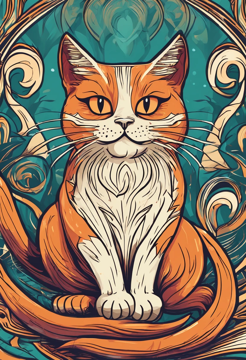 spiritual cat, funny and surprised, for a vector design, white background