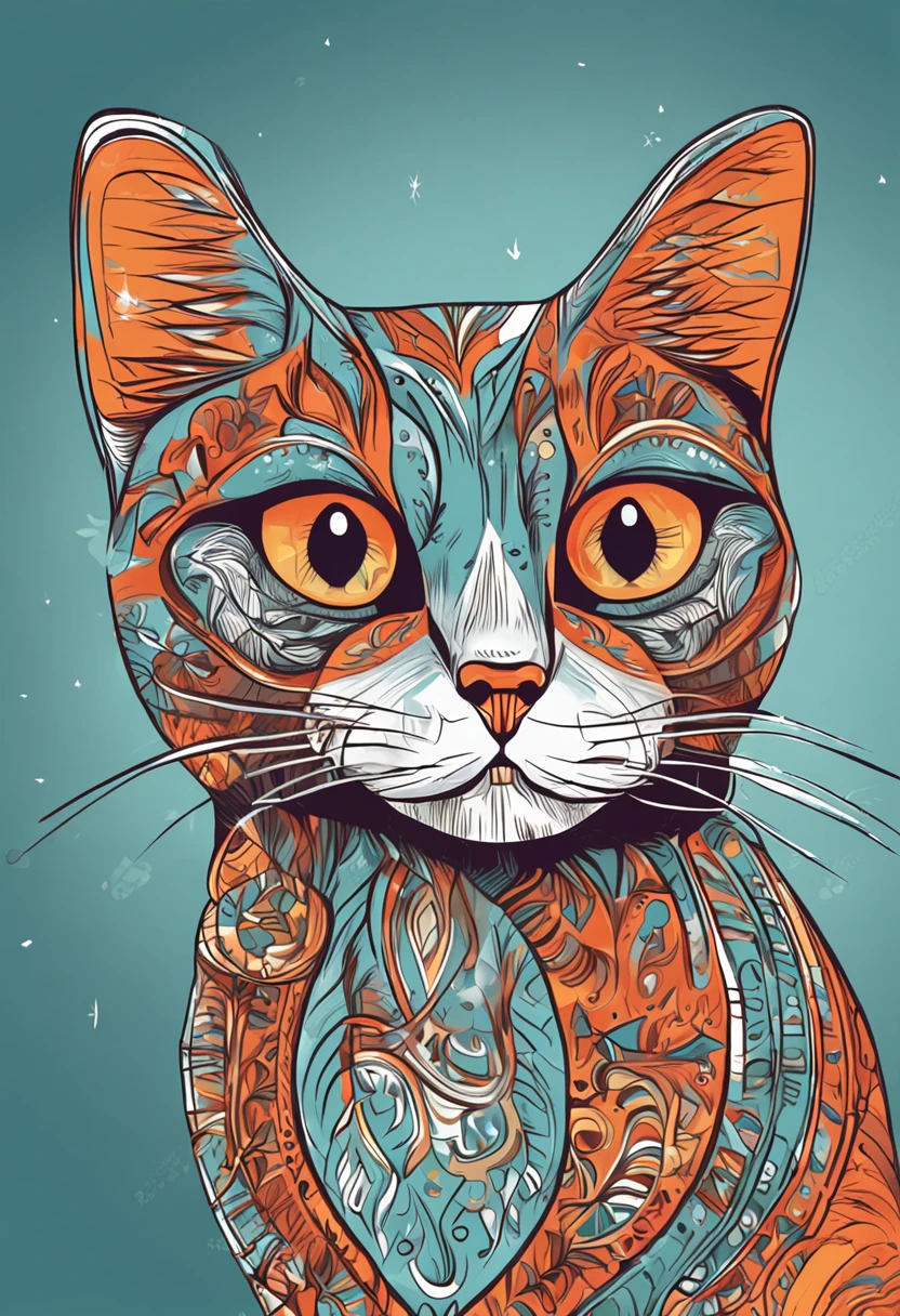 spiritual cat, funny and surprised, for a vector design, white background