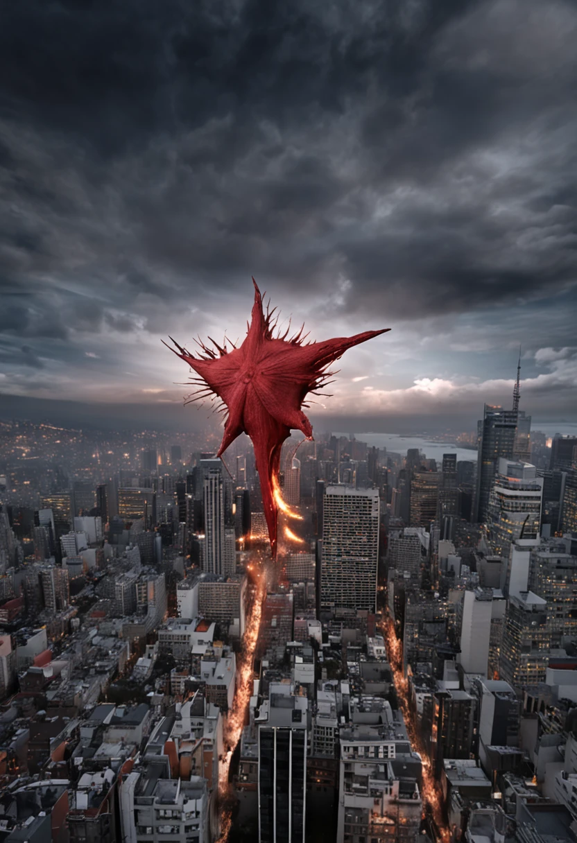 movie picture quality,Real Photographics,Hyper-realistic,scary movie lighting,Look down from the sky,(Super giant starfish:1.5),Extremely large,blood vess,frotting,Murderous,Raging in Tokyo, Japan,(Destroyed buildings:1.4),Collapsed walls,fire glow,The frivolous clown kimono Japanese are on the run,depth of fields,high light,Real light,Ray traching,oc rendered,Hyper-realistic,best qualtiy,8K,Works of masters,super-fine,Detailed pubic hair,Correct anatomy,sharp focus on eyes,Bokeh,Facial features are carefully depicted