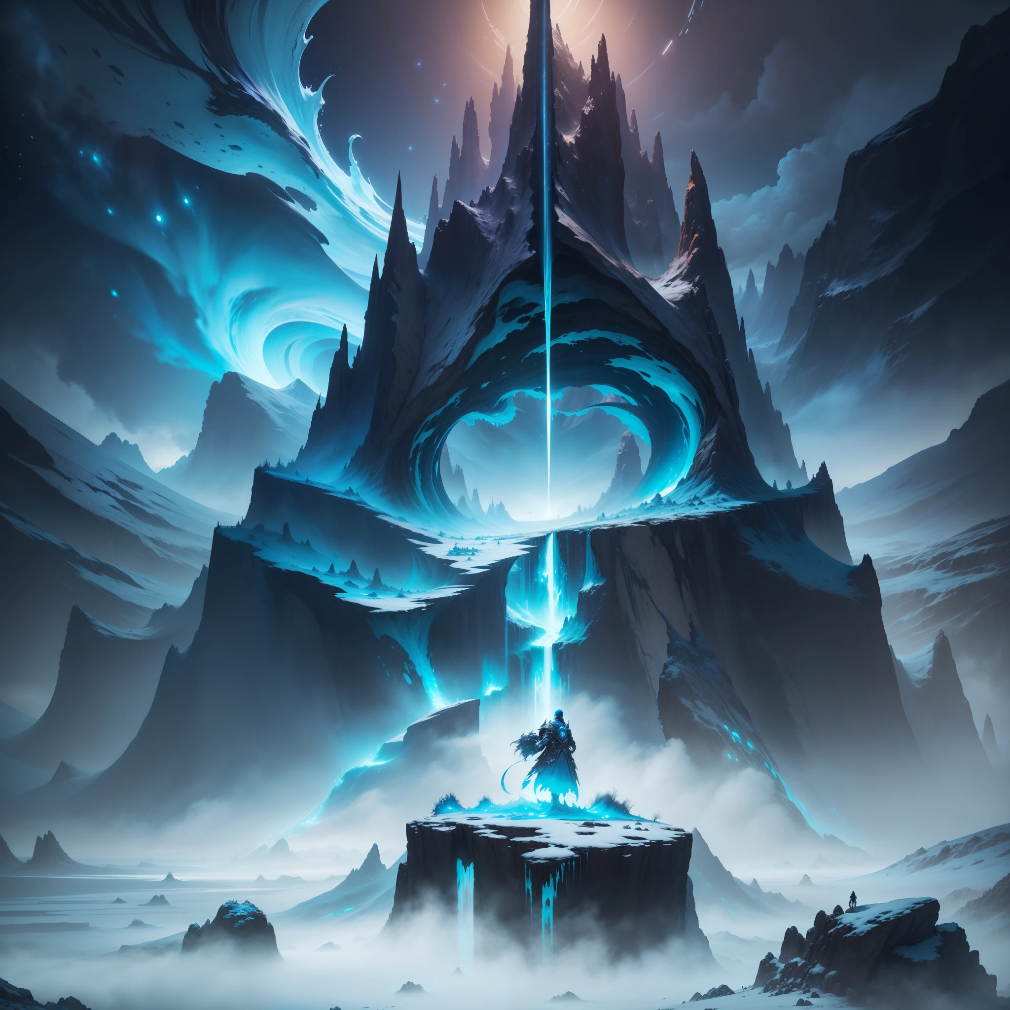 A new world of icy landscapes, Fantastic creatures and spaceships in the sky, spaces, Inception, Science fiction, 4K, High quality, Unreal Engine, Fantasy Art ,Clean design, epic instagram, art stations, Splash of colorful paint, contour lines, hyperdetailed intricately detailed, Unreal Engine, Fantastical, intricate detailes, Splash Screen, Complementary color scheme, Fantasy concept art, 8K resolution, deviantart masterpiece, Oil Painting, heavy strokes, Paint Drip