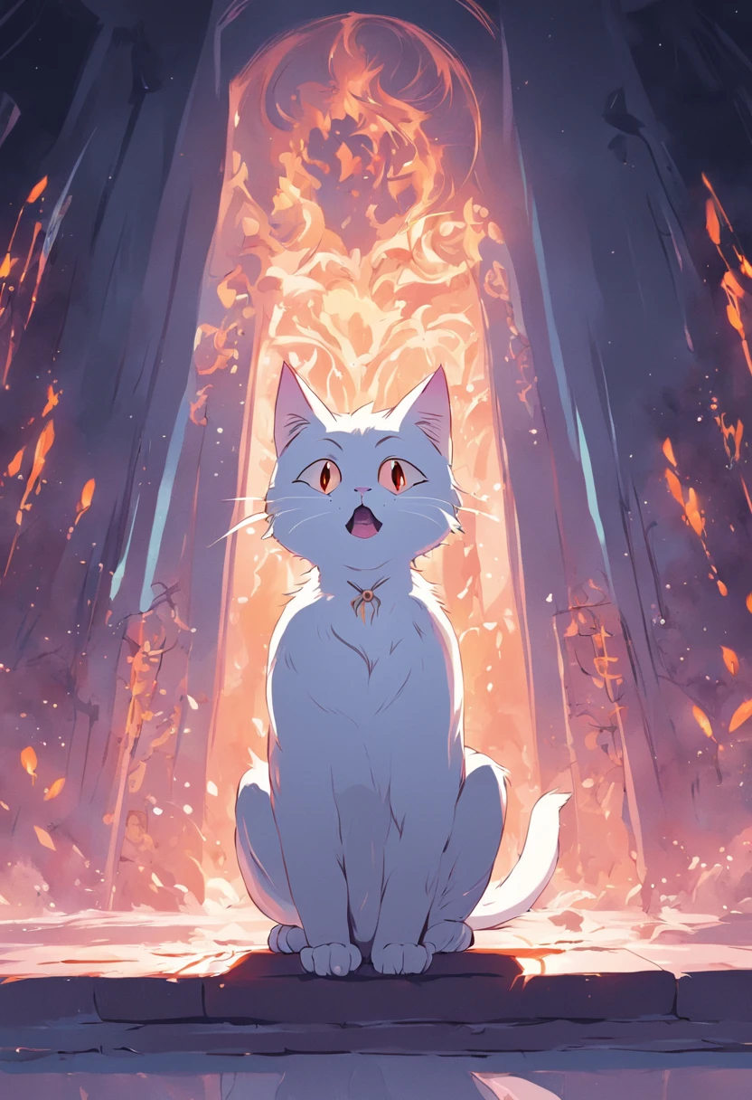 spiritual cat, funny and surprised, for a vector design, white background