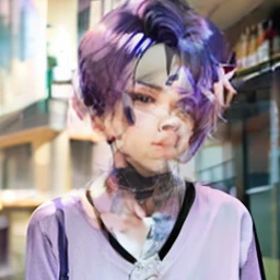 I boy, purple hair, lilac jas