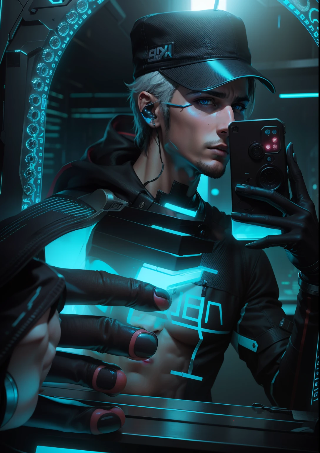 Change background cyberpunk handsome boy realistic 8k ultra realistic