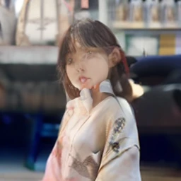 Girl. Miya, mebawa busur panah rambut di iket pakai baju androk