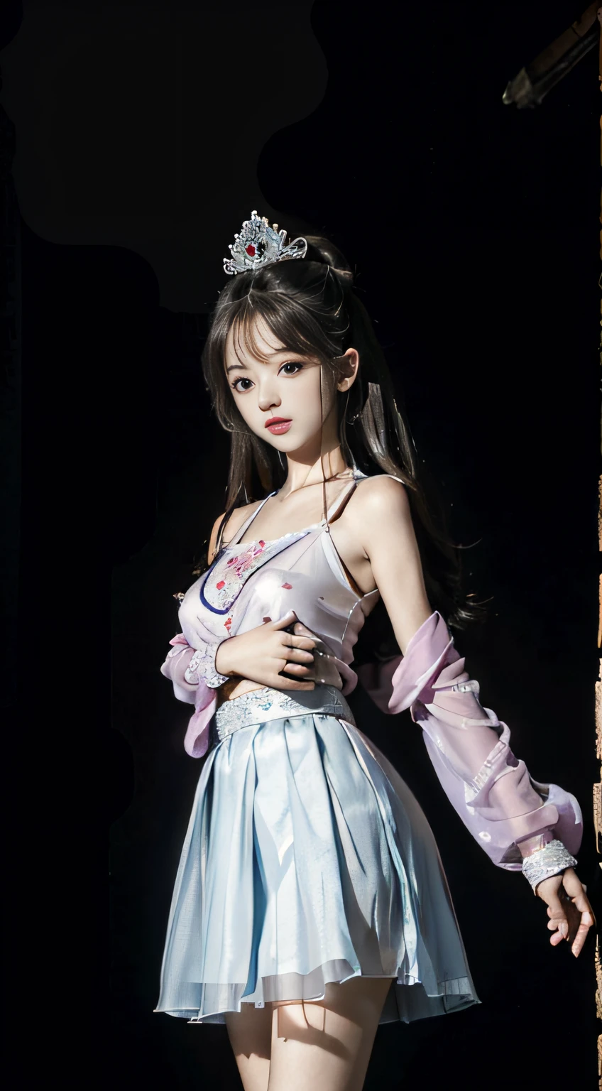 Master quality, highest quality, best picture quality, exaggerated details, a princess cute 8 yeal old, she is maturbate,(long hair / very, very exaggerated big breasts, big tits, in/open v hanfu transparent fabric, short skirt), in xiaxia hanfu lace silk )