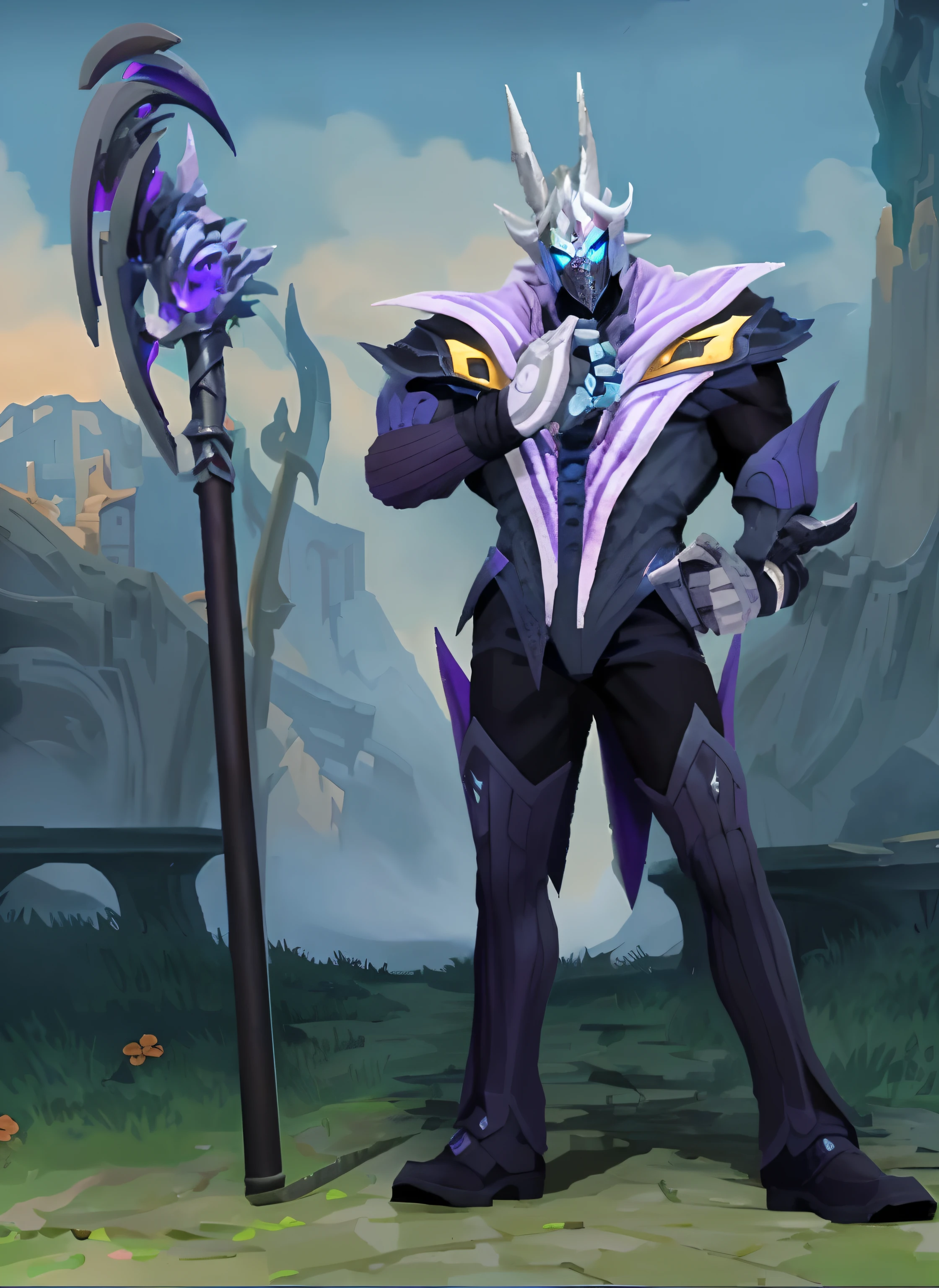a close up of a person with a sword and a sword, king of time reaper, nocturne from league of legends, 8k hd wallpaperjpeg artifact, 8k hd wallpaperjpeg artifact, brown tanned skin, Inspired by Huang Shen, shinigami, 《league of legend》Casas in , obsidians skin, chaos nightmare ❄️ amour venom