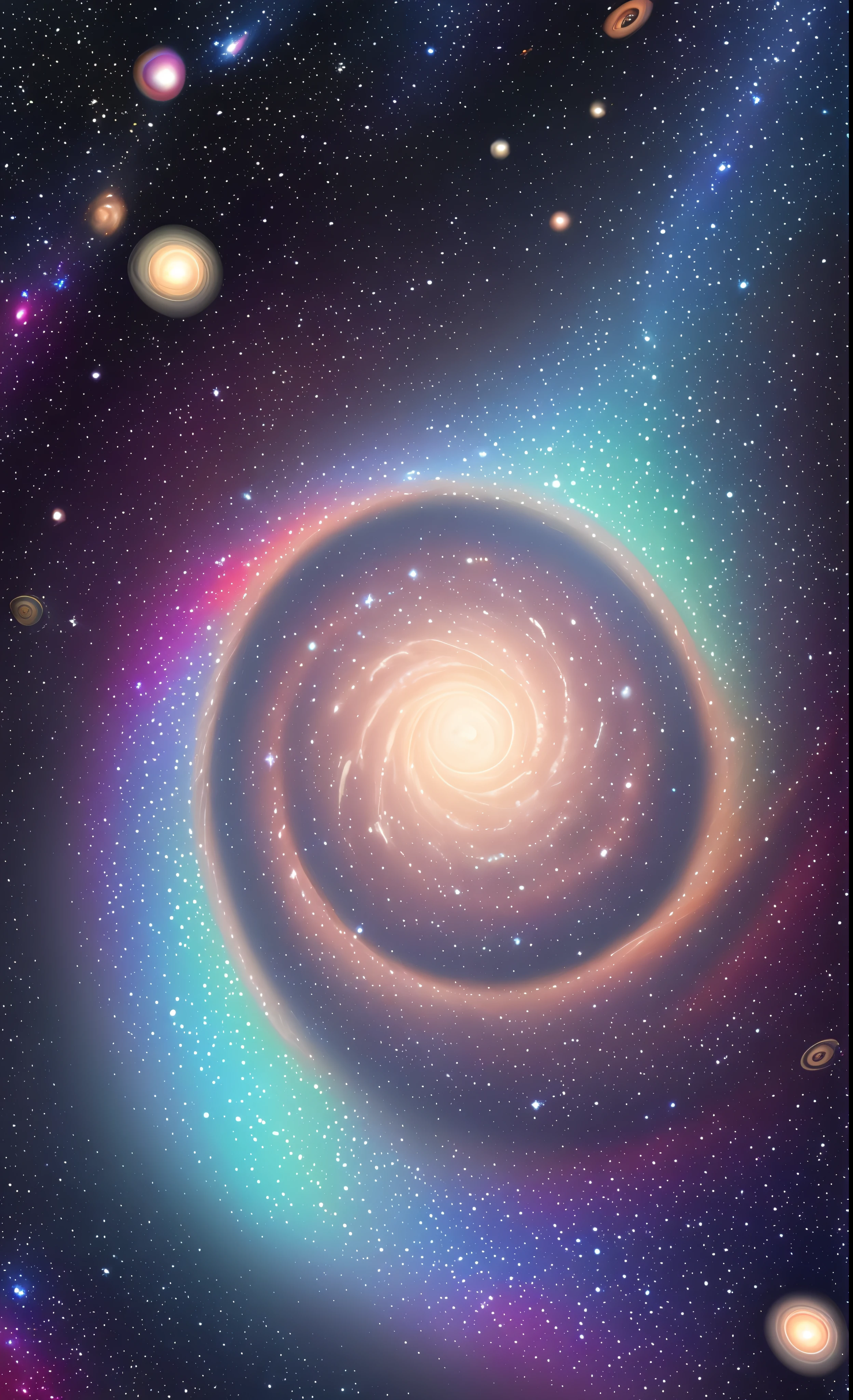 Seamless patterns of galaxies and planets, cosmic design, repeating patterns design, fabric art, flat illustration, rainbow-core, highly detailed clean, photorealistic masterpiece, professional photography, simple field background, isometric, saturn