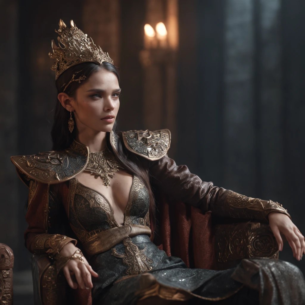 (professional 3d render:1.3) af (Realistic:1.3) most beautiful artwork photo in the world,Luxury fantasy elves sitting in intricate chairs, Unified rendering of 8K, action shot, skin pore, very dark lighting, heavyshading, Detailed, Detailed face, (vibrant, photograph realistic, Realistic, Dramatic, Dark, Sharp focus, 8K), (Old leather garments damaged by weathering:1.4), (Intricate:1.4), decadent, (Highly detailed:1.4), Digital painting, rendering by octane, art stations, concept-art, smooth, Sharp focus, illustration, Art germ, (loish:0.23), wlop ilya kuvshinov, and greg rutkowski and alphonse mucha gracias, (Global illumination, Studio light, volumettic light), heavy rain, particles floating, fantasy, flod, full bodyesbian, ((Dark and ancient city background:1.3)),CGSesociety,art stations