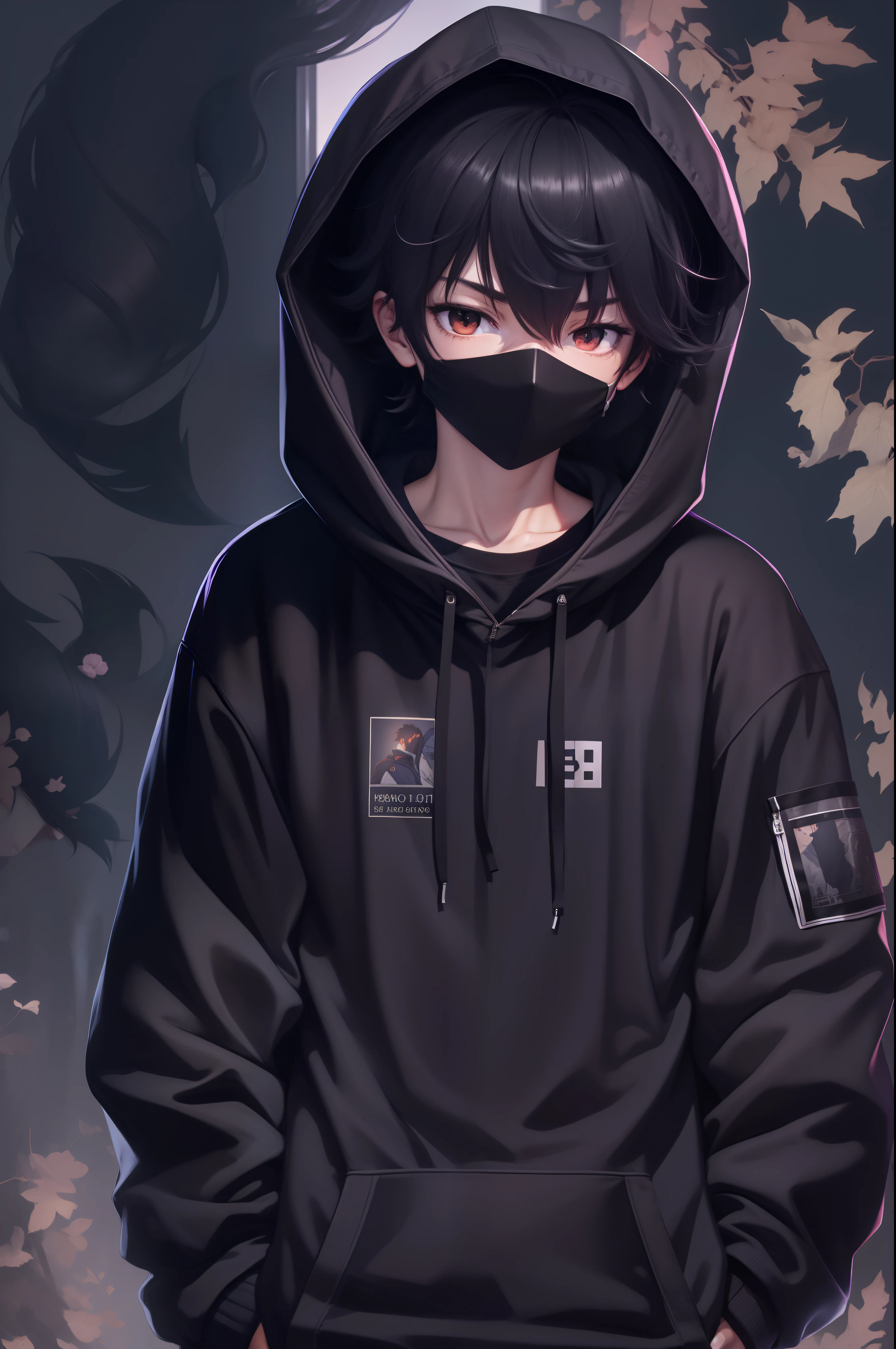 Anime boy in a hoodie with a mask on SeaArt AI