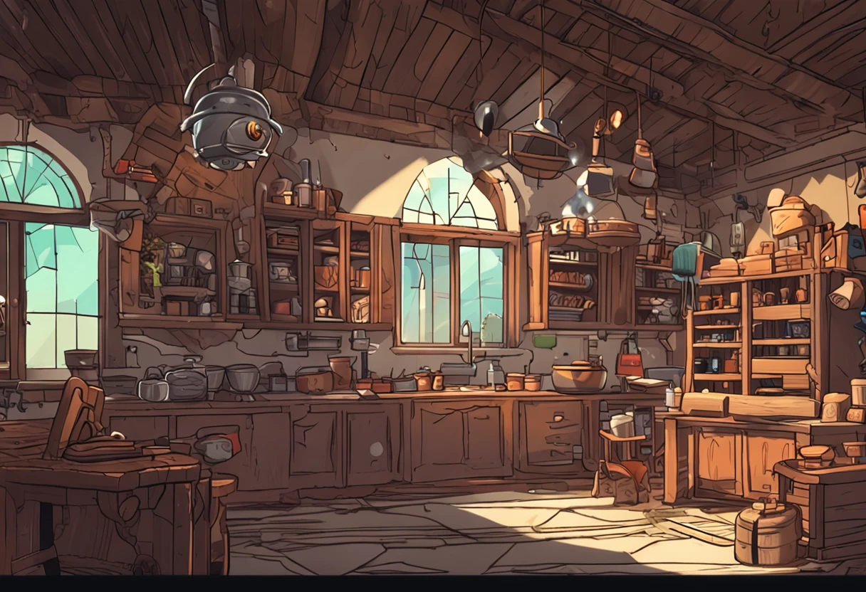 game footage，isometry，Pixel play style，pixal style，Blacksmith shop，in a panoramic view，depth of fields，high light，Real light，Ray traching，oc rendered，Hyper-realistic，best qualtiy，8K，Works of masters，super-fine，Detailed pubic hair，