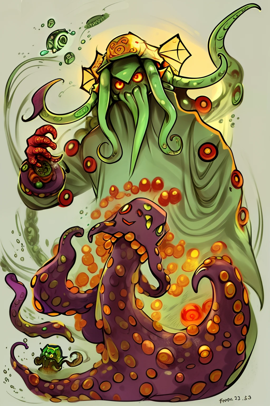 Cthulhu,Monster,(tentaculata:1.35),A polluted underwater world,Gloomy picture,(Nuclear contamination:1.35),(face:1.35),(sarcoma:1.35)