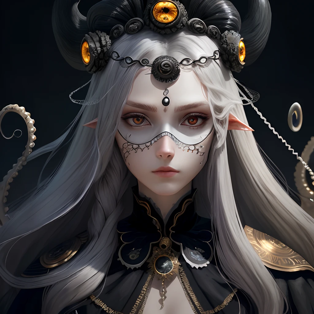 whaite hair,Masks,tentaculata,eyeballs,diadems,Inhuman