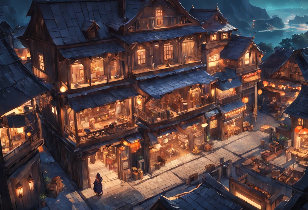 game footage，isometry，Pixel play style，pixal style，Blacksmith shop，building exterior，in a panoramic view，depth of fields，high light，Real light，Ray traching，oc rendered，Hyper-realistic，best qualtiy，8K，Works of masters，super-fine，Detailed pubic hair，