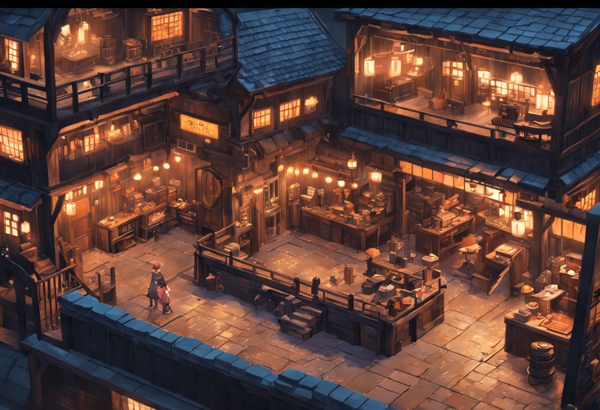 game footage,isometry,Pixel play style,pixal style,Blacksmith shop,building exterior,in a panoramic view,depth of fields,high light,Real light,Ray traching,oc rendered,Hyper-realistic,best qualtiy,8K,Works of masters,super-fine,Detailed pubic hair,