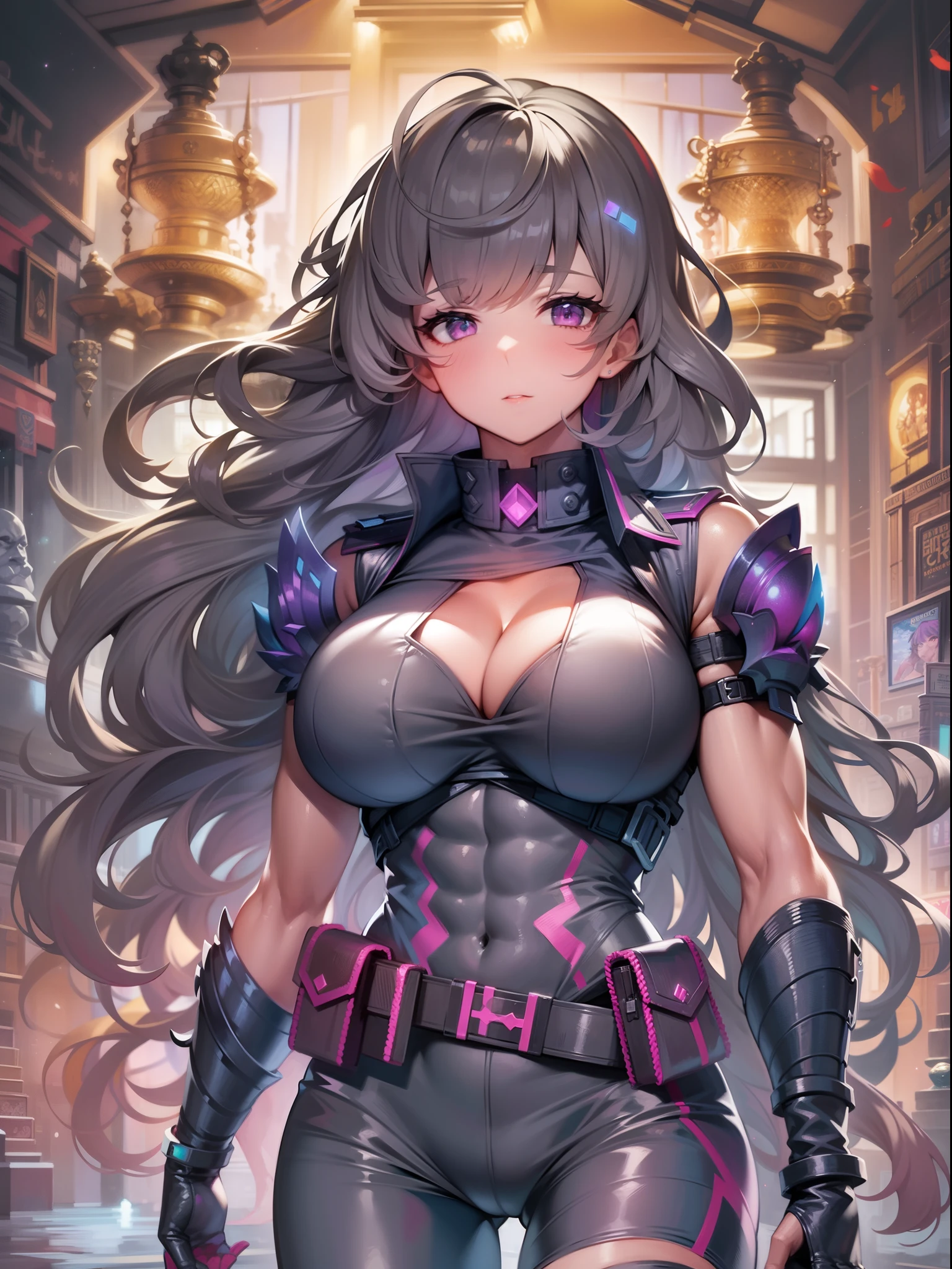 Transcendent beauty illustration、Female Officer、Muscular beauty、8K、Super super big chest、Muscle Murasaki Shikibu、