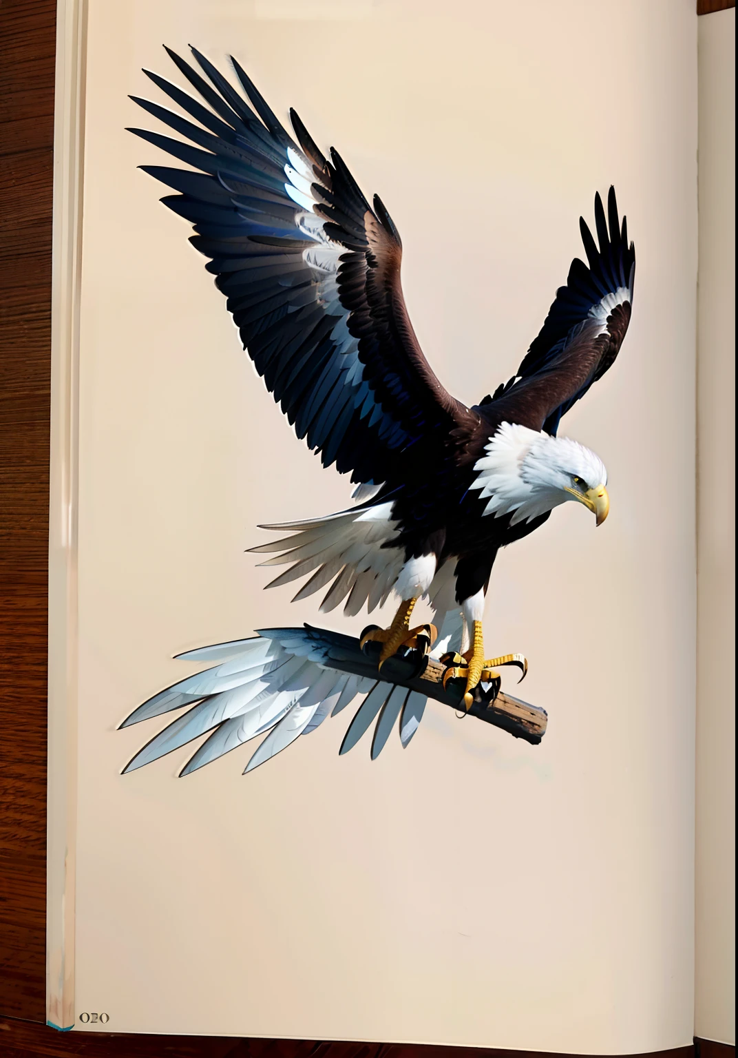 Eagle drawn from the front corner