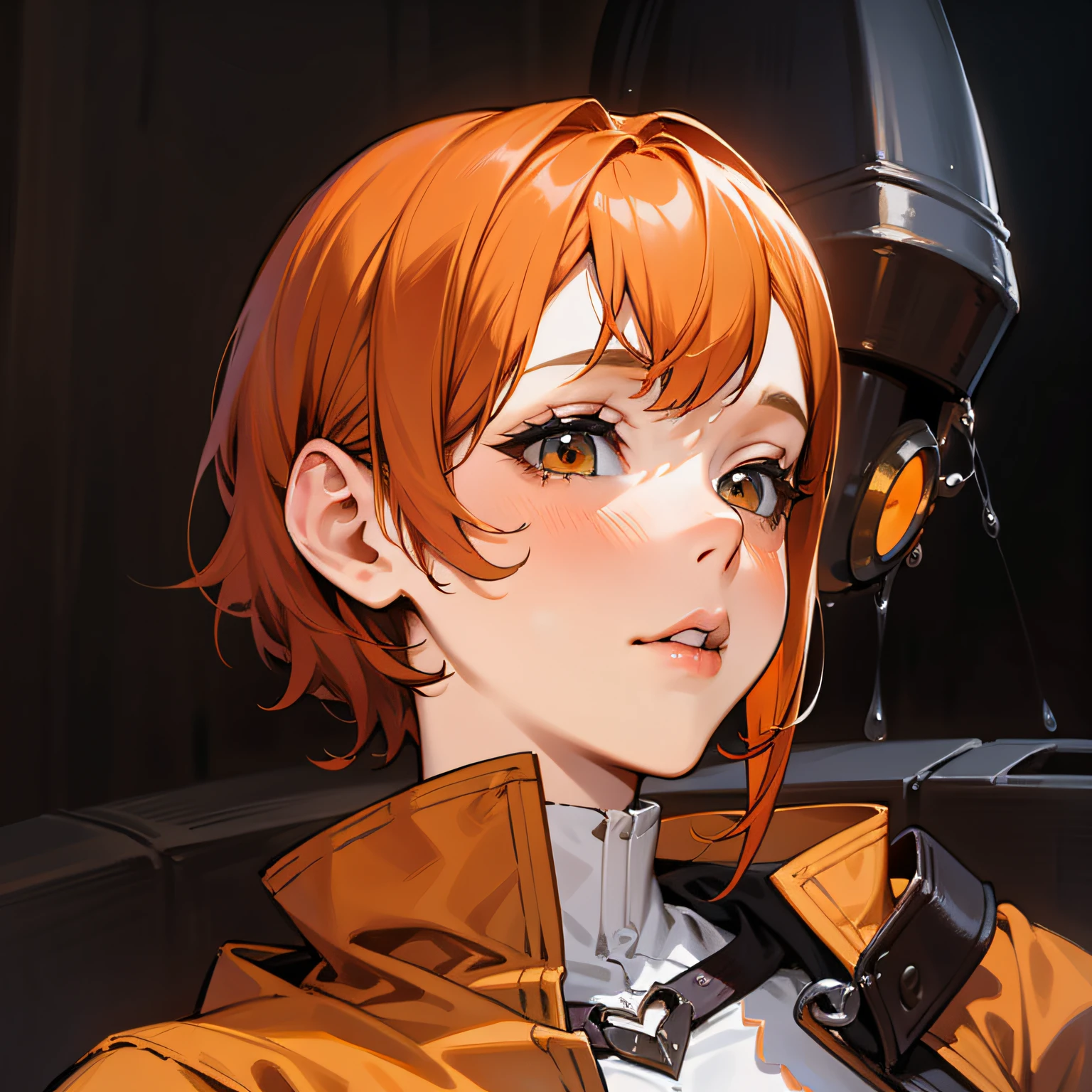 orange hair, sexy and flirty, simple background, medieval woman