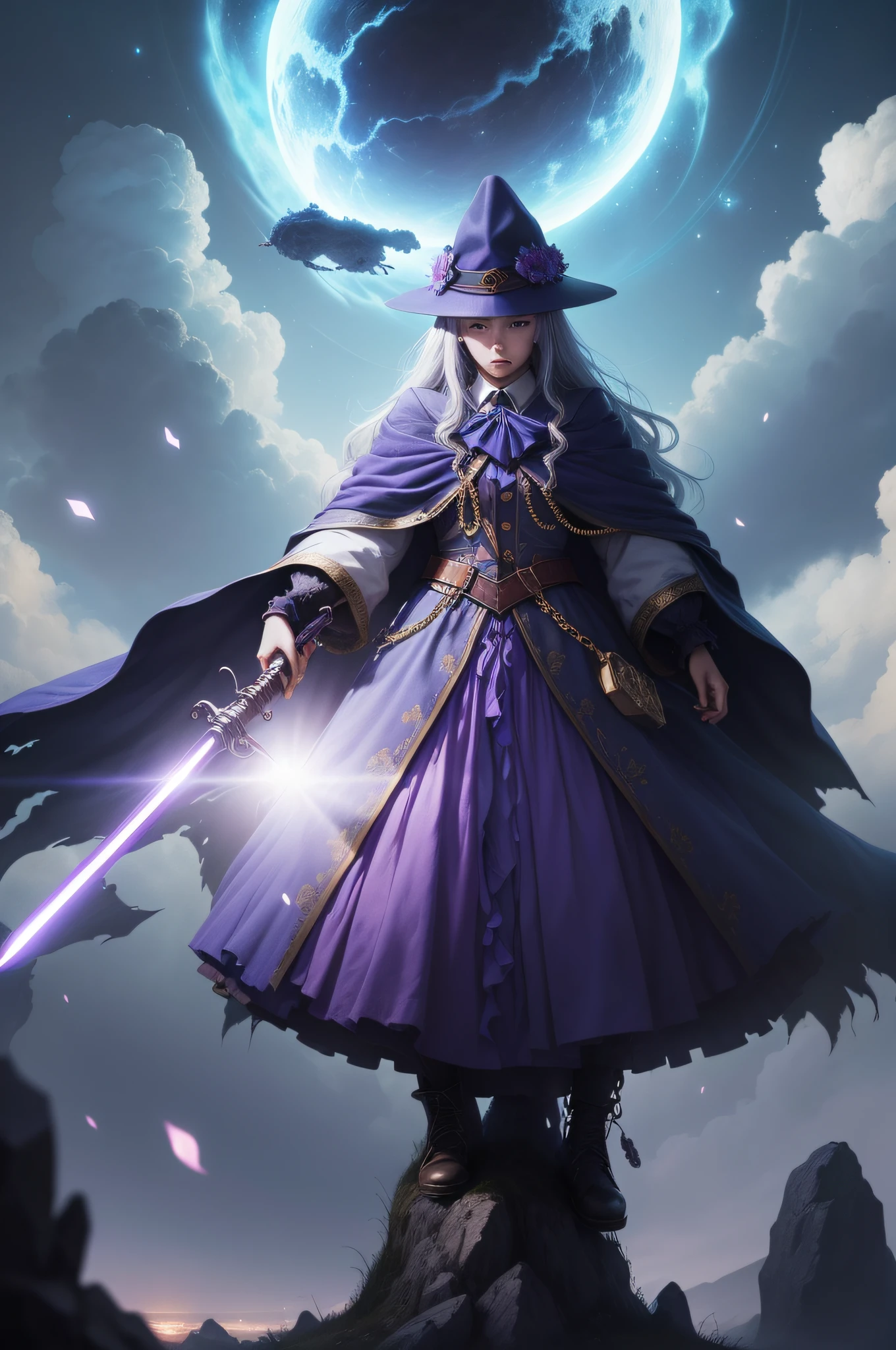 masterpiece, best quality, light particle, depth of field, , field, scenery, fantasy, blue light, far away, no humans, pastel colors, chromatic aberration abuse, dark, cloudy sky, space, blue aura, aura, cinematic, dark atmosphere, day, dark hole,

glowing eyes, purple light, illumination, sword, floating object, (monster:1.2), (grass:0.

!https://static.xx.fbcdn.net/images/emoji.php/v9/tdc/1.5/16/1f60e.png

, falling petals, blood, broken part, (chain:1.1)

Negative prompt: watermark, text, error, blurry, jpeg artifacts, cropped, worst quality, low quality, normal quality, jpeg artifacts, signature, watermark, username, artist name, (worst quality, low quality:1.4), bad anatomy, ugly, poorly drawn, bad hand

Steps: 42, Sampler: DPM++ 2M Karras, CFG scale: 12, Seed: 508580917, Size: 1365x768