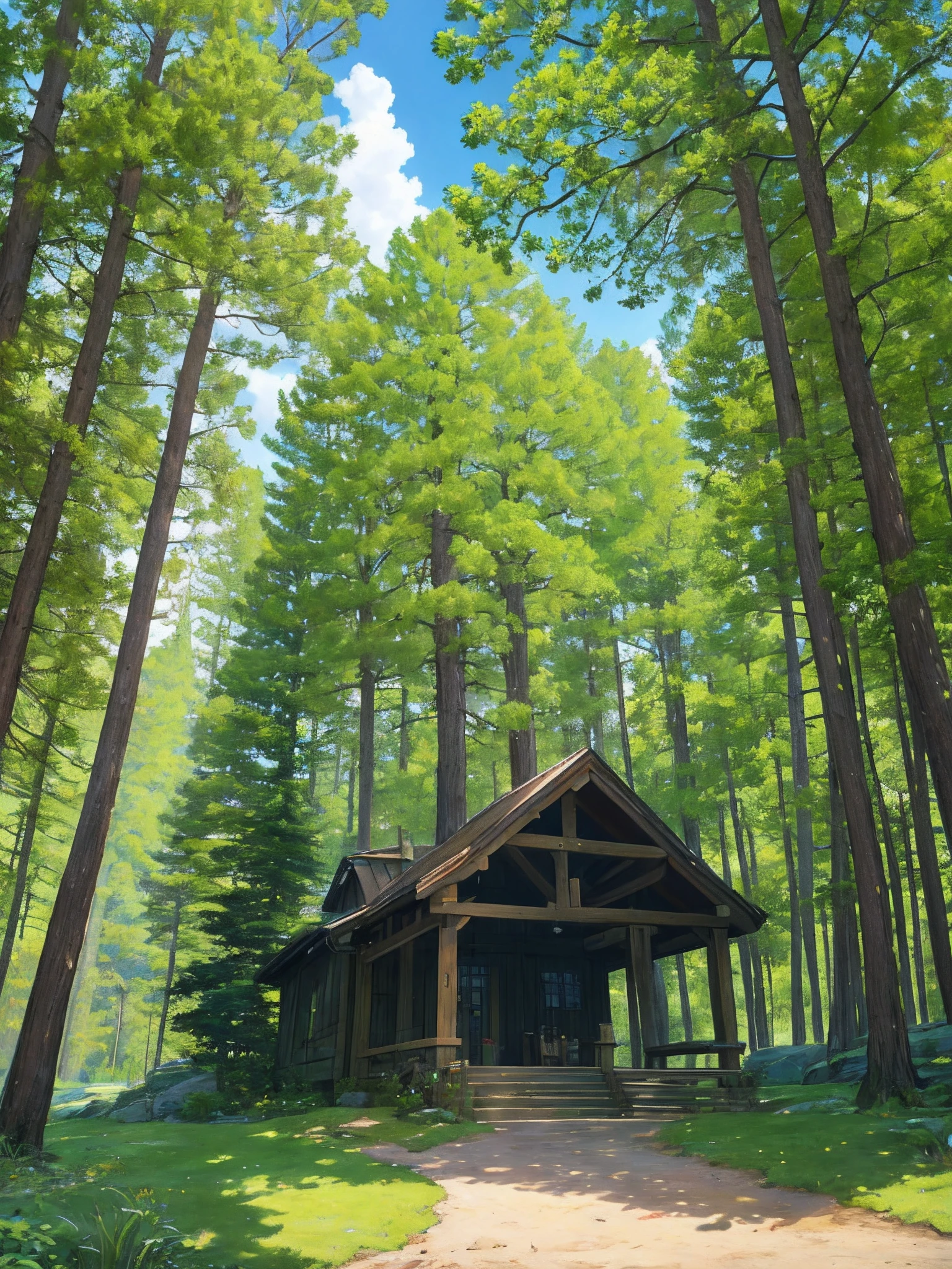 (A masterpiece, of the best quality:1.15), no man, nebular, Scenic hiking trails, trees, rock, green, natural light, peaceful