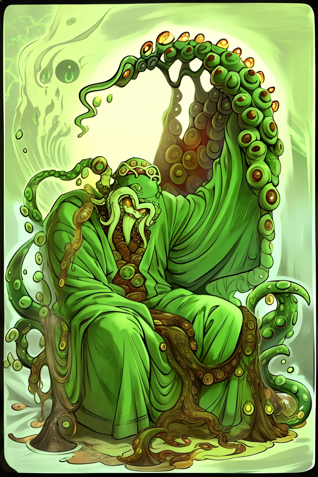 Cthulhu,Monster,(tentaculata:1.35)，A polluted underwater world，Gloomy picture，(Nuclear contamination:1.35)，（face:1.35）,（sarcoma：1.35）