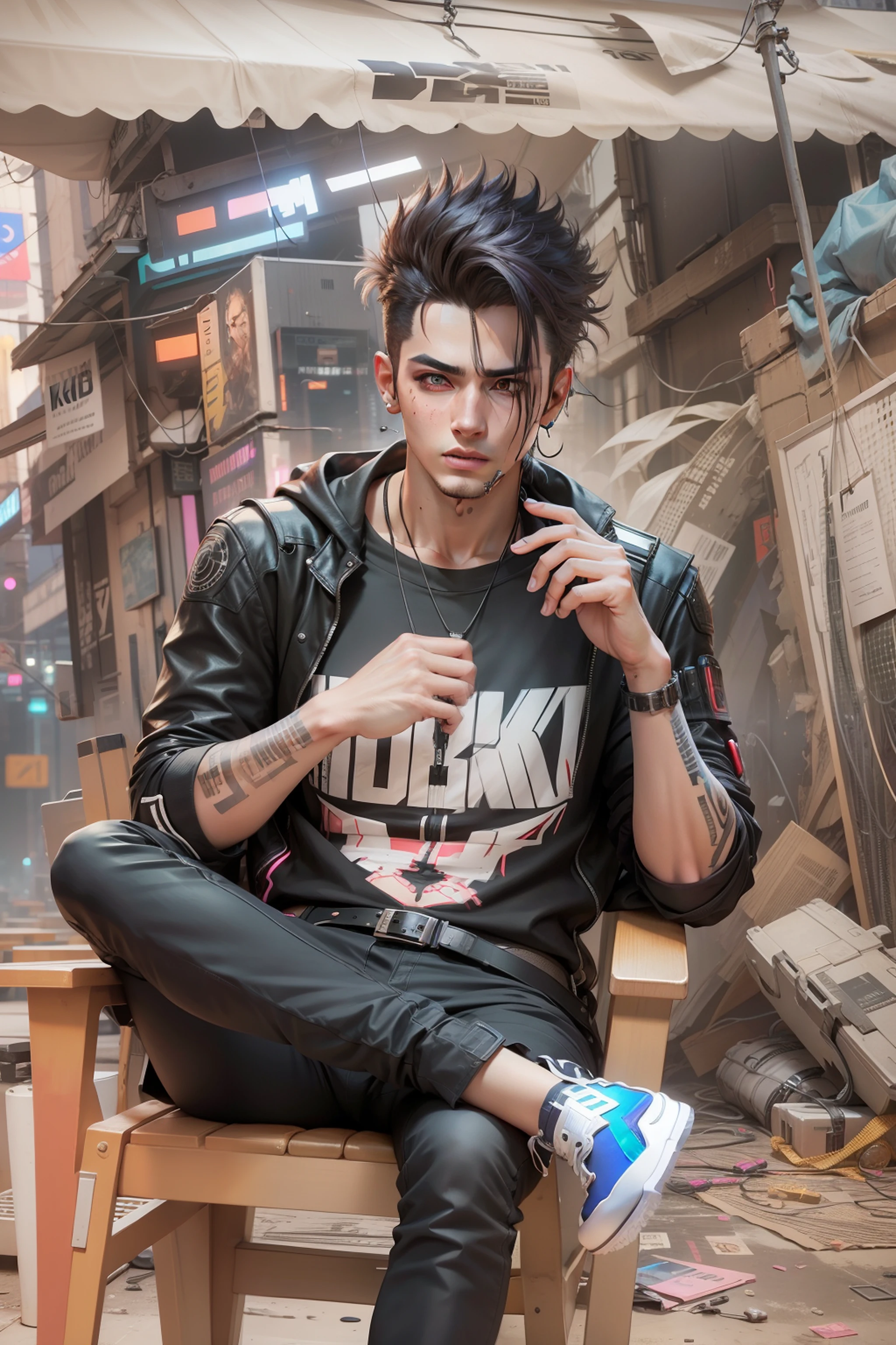 change background cyberpunk handsome boy realistic face ' 8k ultra realisti