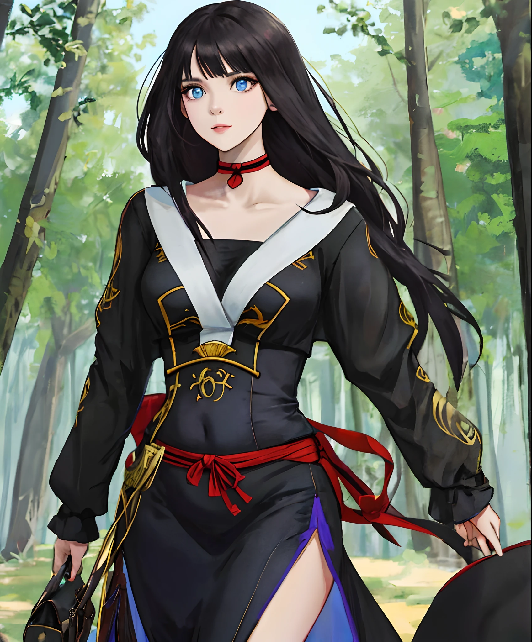 ((best qualtiy,4k,tmasterpiece:1.3)), 1womanl, prengant, full bodyesbian, Slim Faces, Beautiful woman, (black long straight hair), nakeness :1.1, Super detailed face, Detailed eyes, 二重まぶた, blur backgroun, ln the forest, do lado de fora, the street,