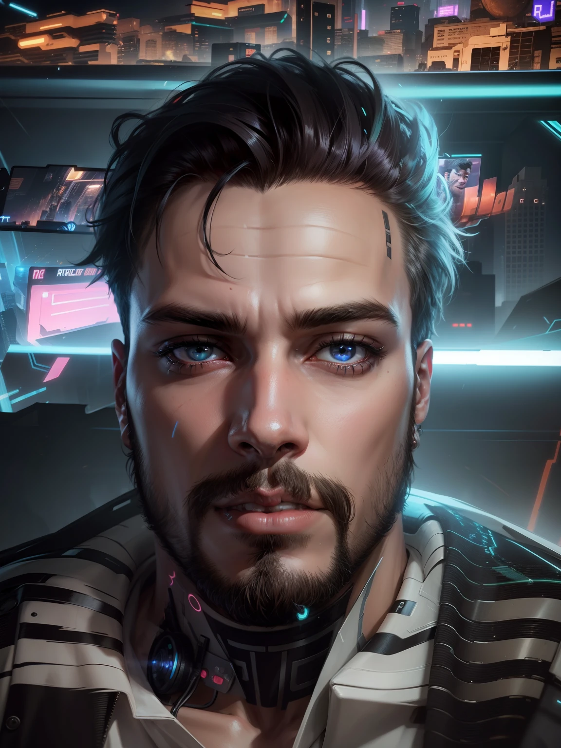 Change background cyberpunk handsome boy realistic Face 8k Ultra Realistic