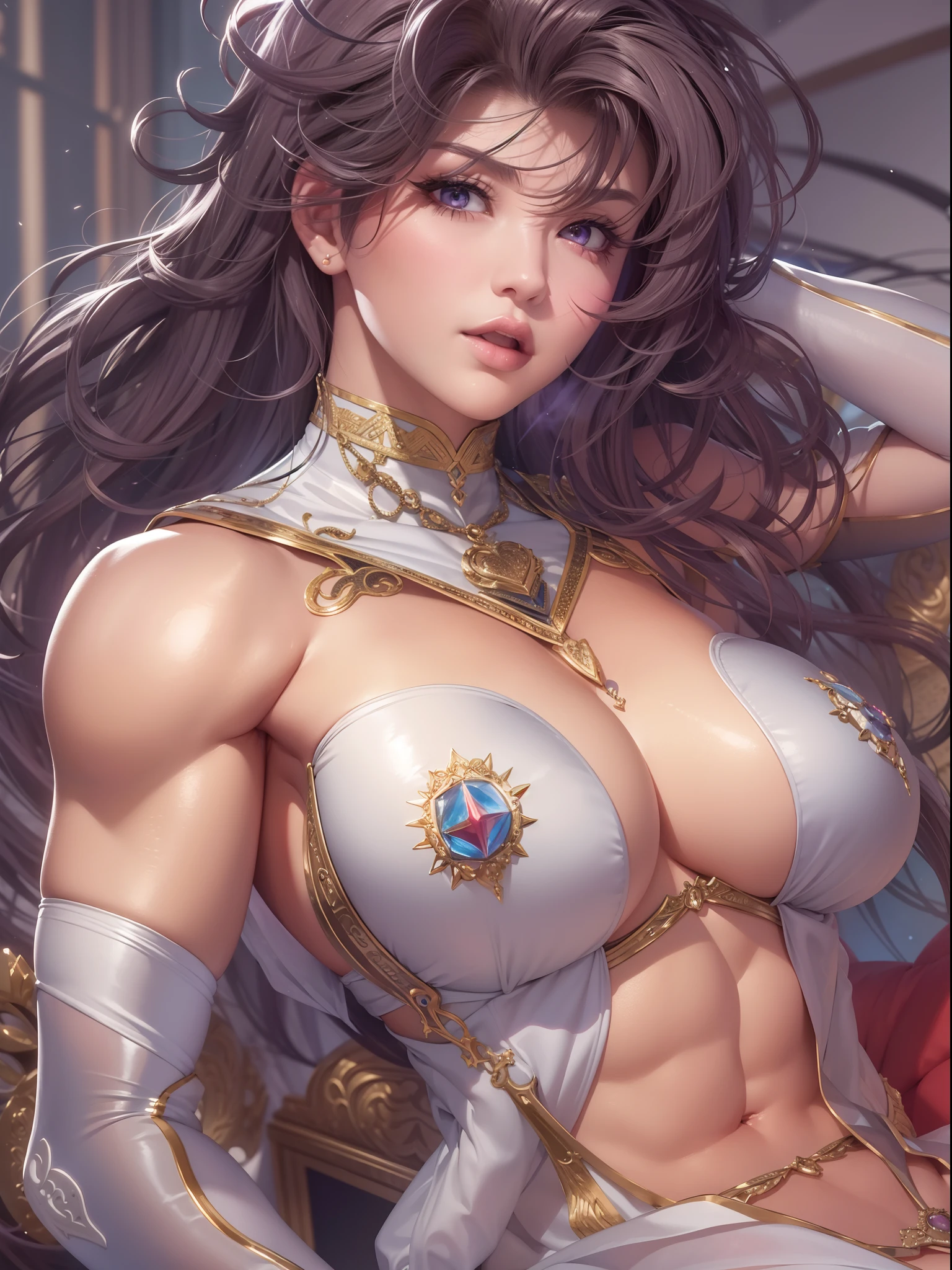 Transcendent beauty illustration、Female Officer、Muscular beauty、８K、Super super big chest、Muscle Murasaki Shikibu、