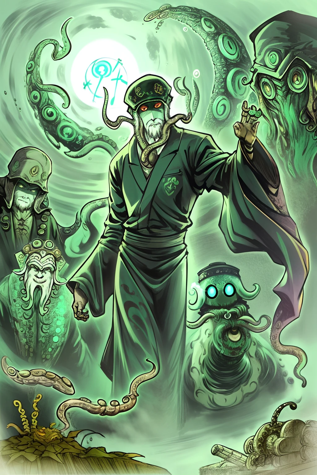 Cthulhu,Monster,(tentaculata:1.35),A polluted underwater world,Gloomy picture,(Nuclear contamination:1.35),(face:1.35),(sarcoma:1.35)