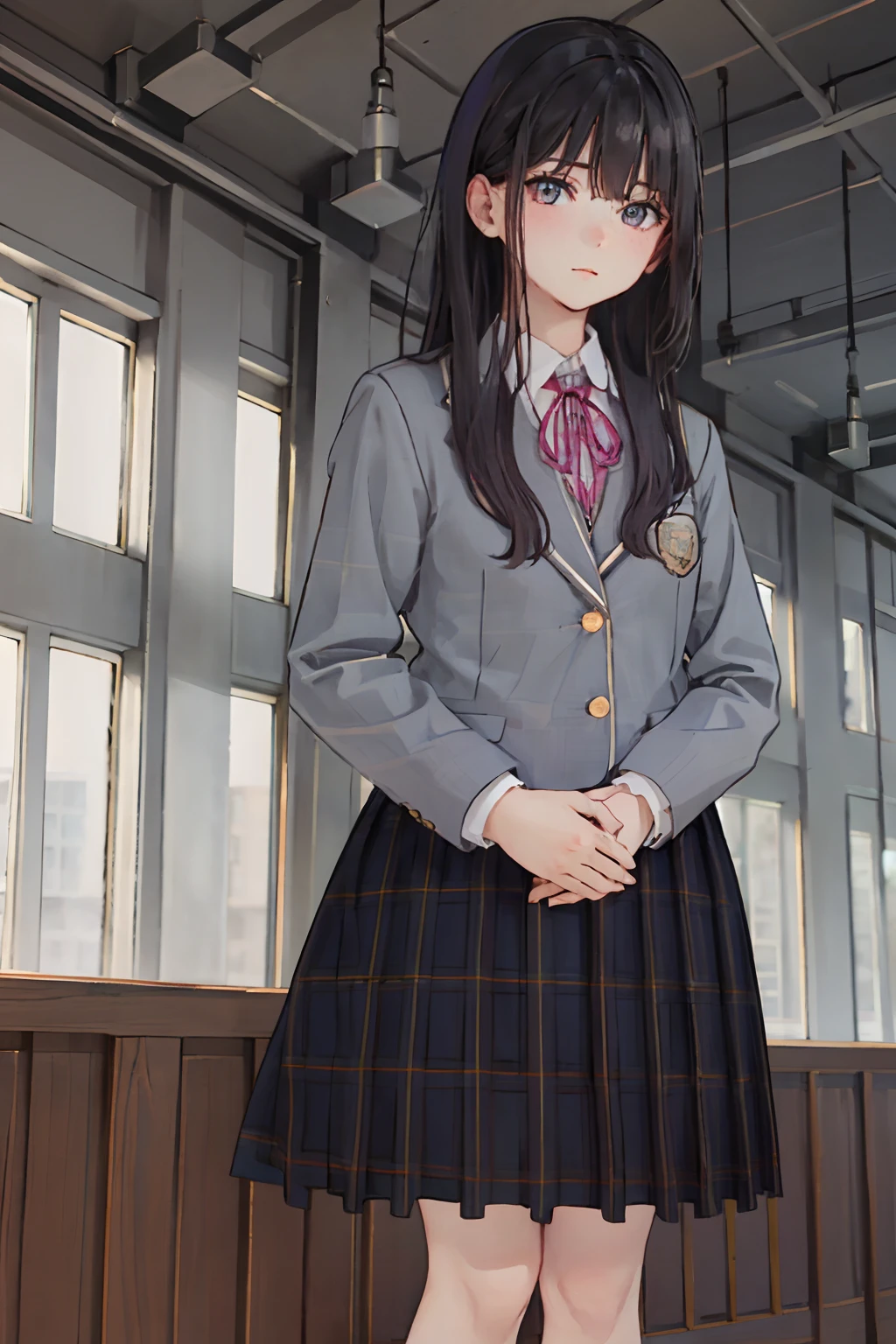 masterpiece, best quality, 1girl, nogizaka_costume, cowboy shot, thighs, beautiful girl, flowers, many small petals, garden, blue sky, looking at viewer, small waist, official art, raw photo, incredibly absurdres, facelight, dynamic lighting, cinematic lighting, ultra realistic, highres, photography, sharp focus, highest detailed, extreme detailed, ultra detailed, finely detail, extremely detailed eyes and face