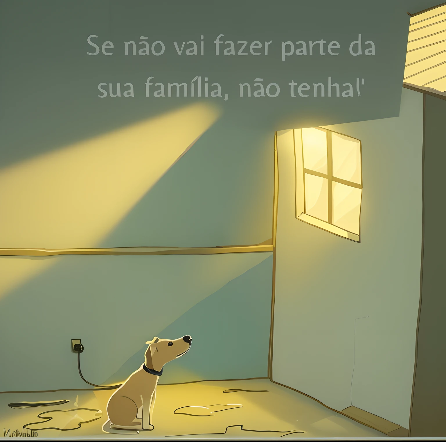 Canny cartoon of a dog sitting in a room with a light coming out of the window, Directed by: Nandor Soldier, desenho, by Nuno Gonçalves, by Antonio Parreiras, Malika Favre, Directed by: Manuel Franquelo, hahaha!', Directed by: Francis Souza, by Almada Negreiros