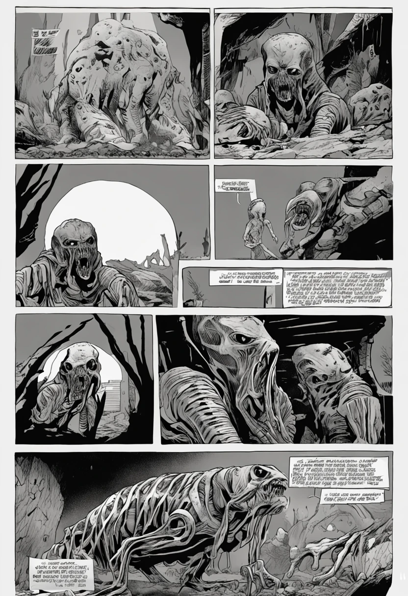 Describe a terrifying and realistic image of the alien from the film "Alien". In a dark and claustrophobic environment, a criatura se ergue em toda a sua monstruosidade.
The alien is a grotesque and frightening figure, with an elongated head and a double jaw filled with sharp teeth. Your skin is dark and translucent, com uma textura viscosa que reflete a luz ambiente. Its extremities are long and slender, terminando em garras afiadas, prontas para causar estragos.
The creature is in an oppressive and sinister environment, like an abandoned spaceship or a ruined space station. Rubble and debris is scattered around you, indicating its destructive presence. Lighting is minimal, with only a few dim, flashing lights highlighting the alien and the shadowy environment.
The alien's expression is merciless, scary and menacing. Drops of a viscous liquid ooze from your open mouth, adding a sense of disgust and disgust.
Esta imagem retrata fielmente a criatura.