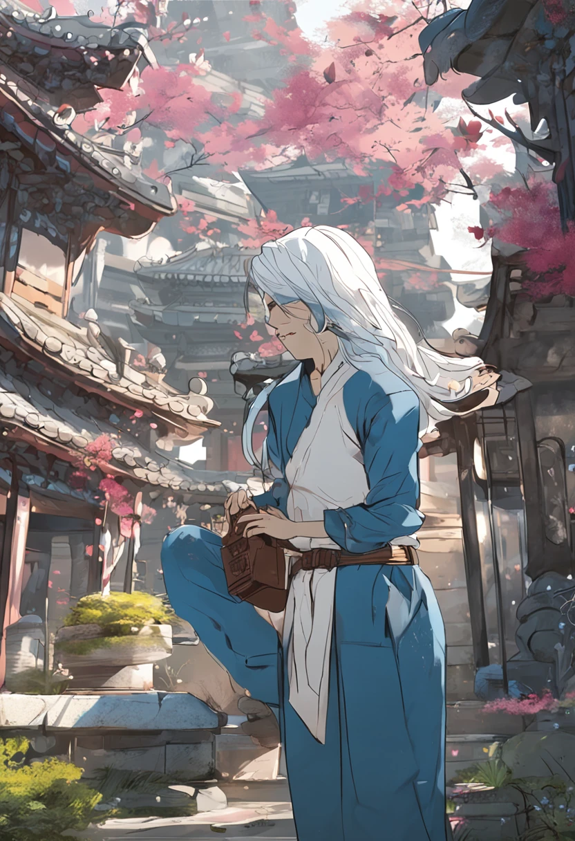 A blue shirt,Wen Qi is like jade,A middle-aged man like a spring breeze,Ancient Style