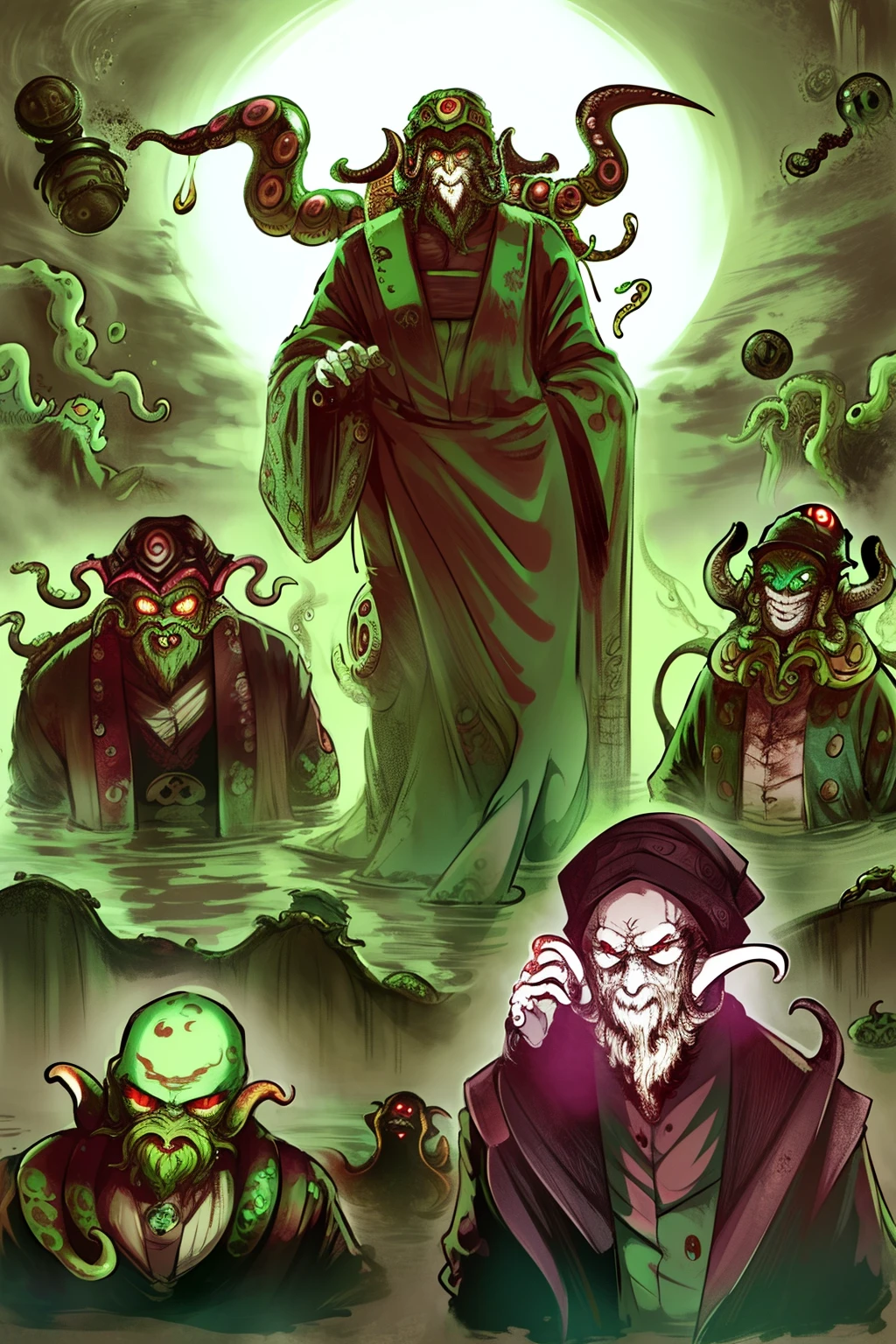 Cthulhu,Monster,(tentaculata:1.35),A polluted underwater world,Gloomy picture,(Nuclear contamination:1.35),(face:1.35),(sarcoma:1.35)