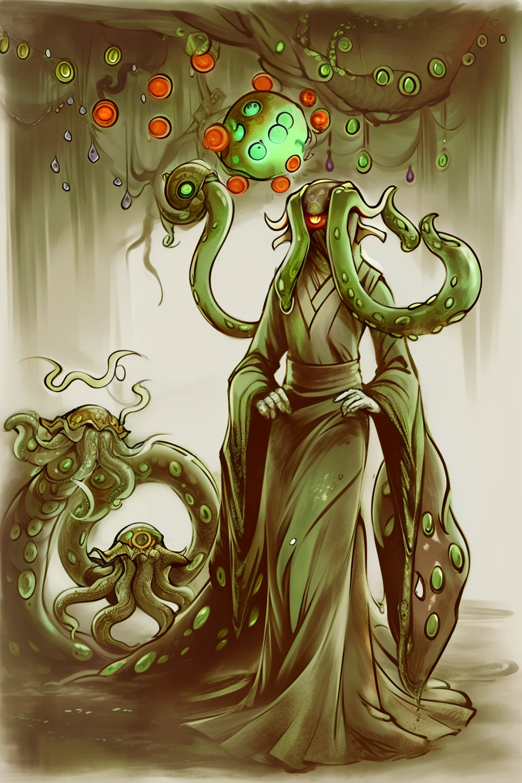 Cthulhu,Monster,(tentaculata:1.35),A polluted underwater world,Gloomy picture,(Nuclear contamination:1.35),(face:1.35),(sarcoma:1.35)