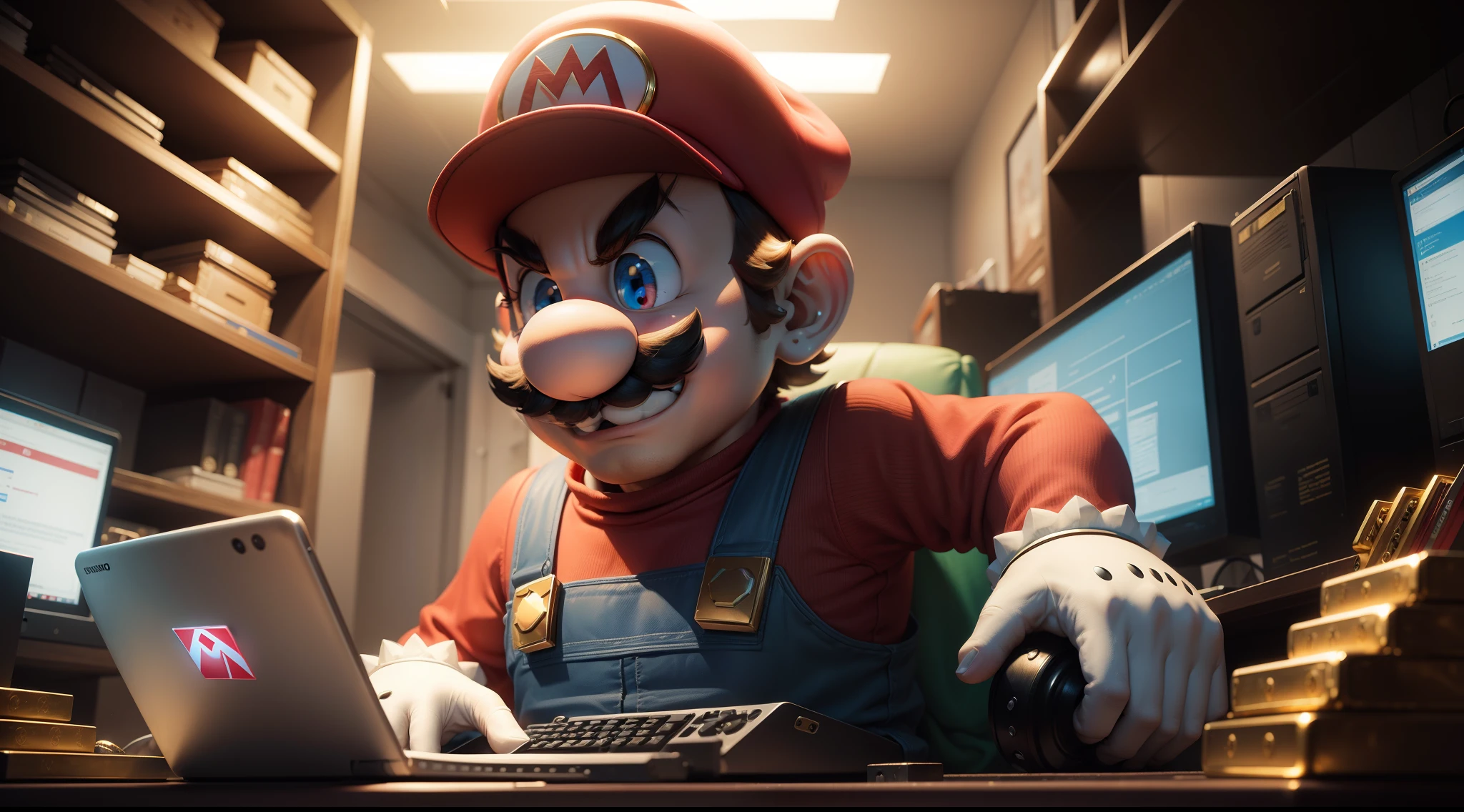 Super mario realista, hacker, borrowed gold, rich, hacker