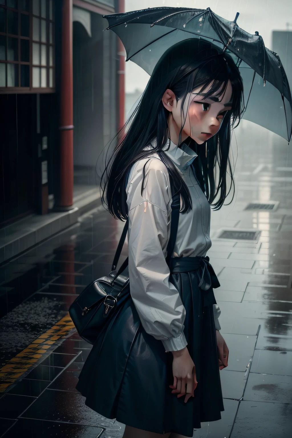 it is raining，It rained heavily，A thin figure，The delicate-faced teenager was dressed in dark blue，with a melancholy expression。Immerse yourself in the rain，It felt like rain was pouring out of the ground，And then rushed into the sky。Heaven and earth are filled with water vapor，Fill the sky。Turbid water filled all directions，Drown everything in the world。