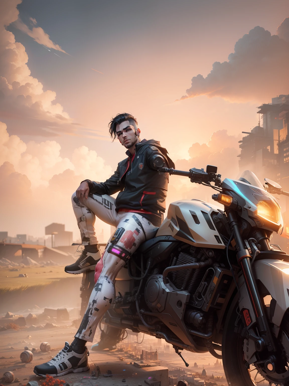 Change background cyberpunk handsome boy realistic face 8k ultra realistic