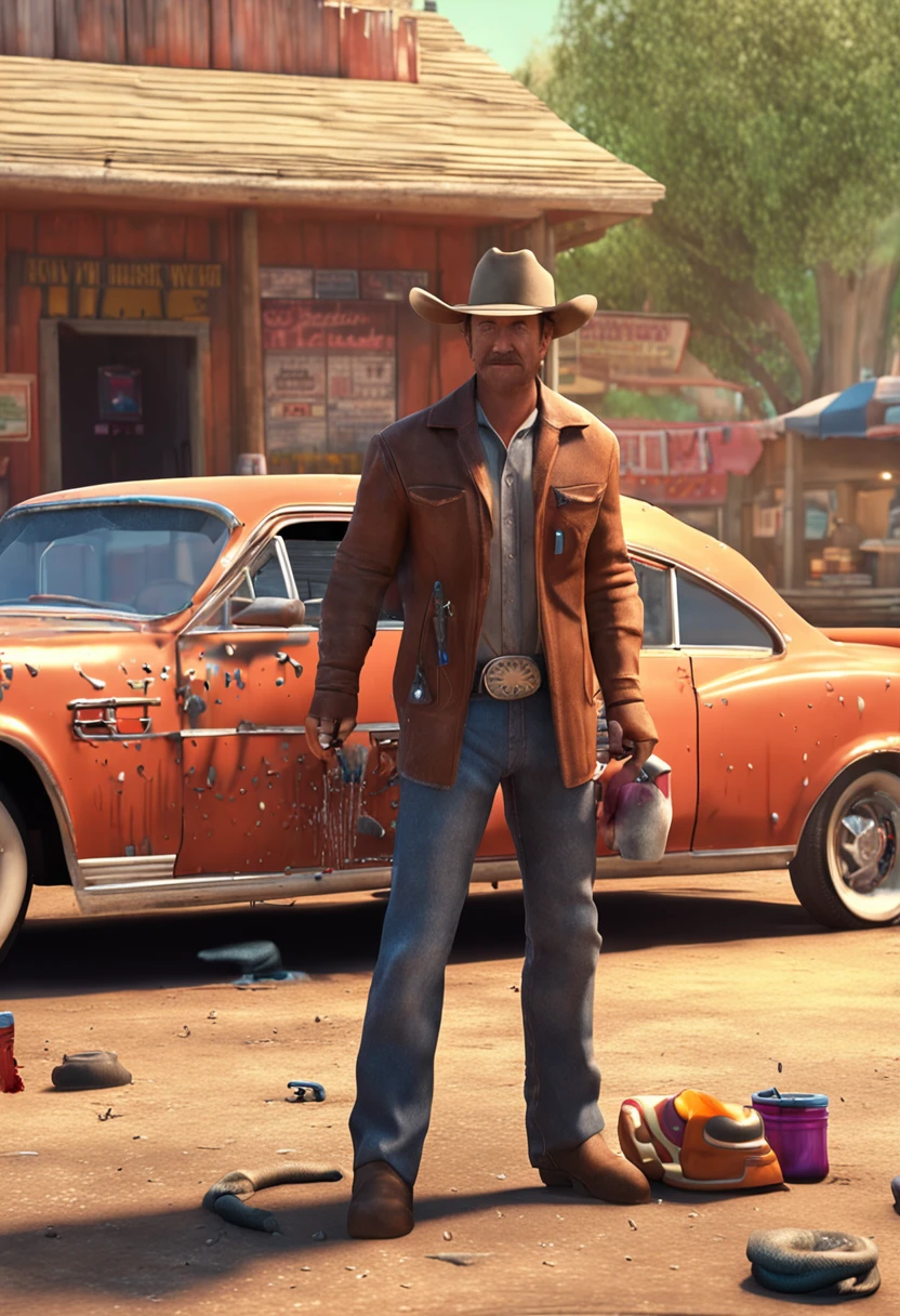 car wash cowboy,3d