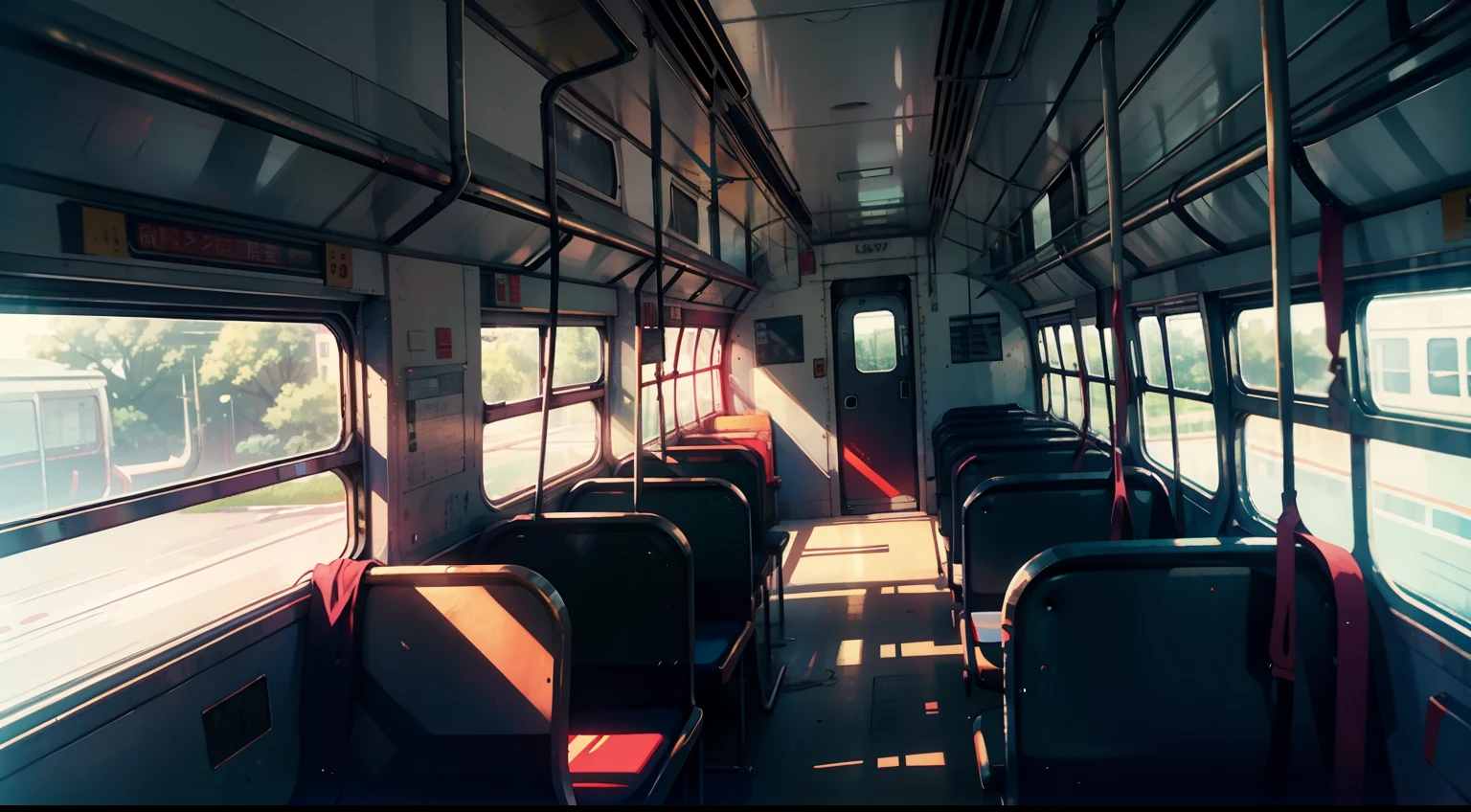 Inside an empty bus, one girl , lo fi