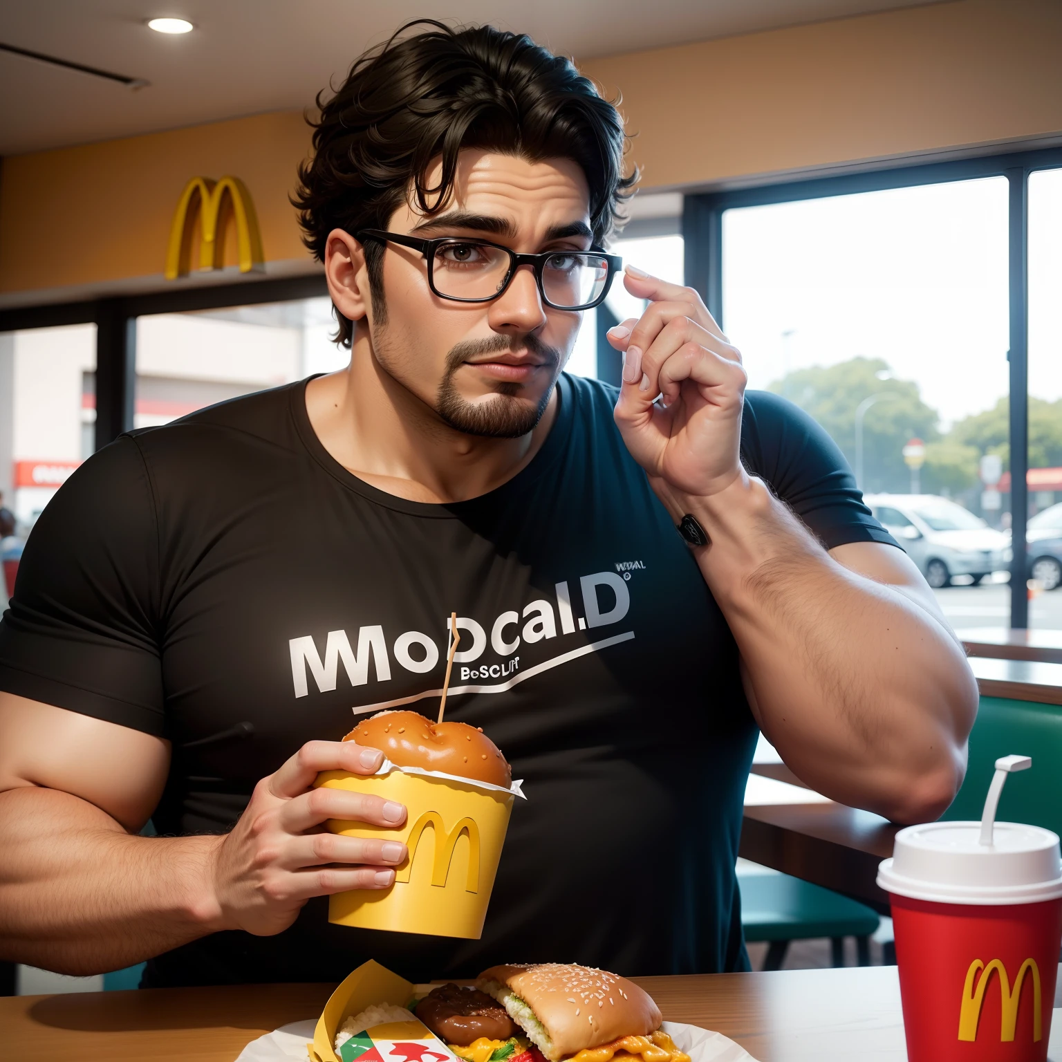 Homem gordo no McDonald's