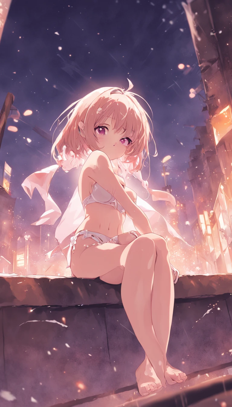 slip bra,Cute ,short detailed hair,white legwear,The reveal panties,Exposing bra,Reveal tender belly,Poor milk